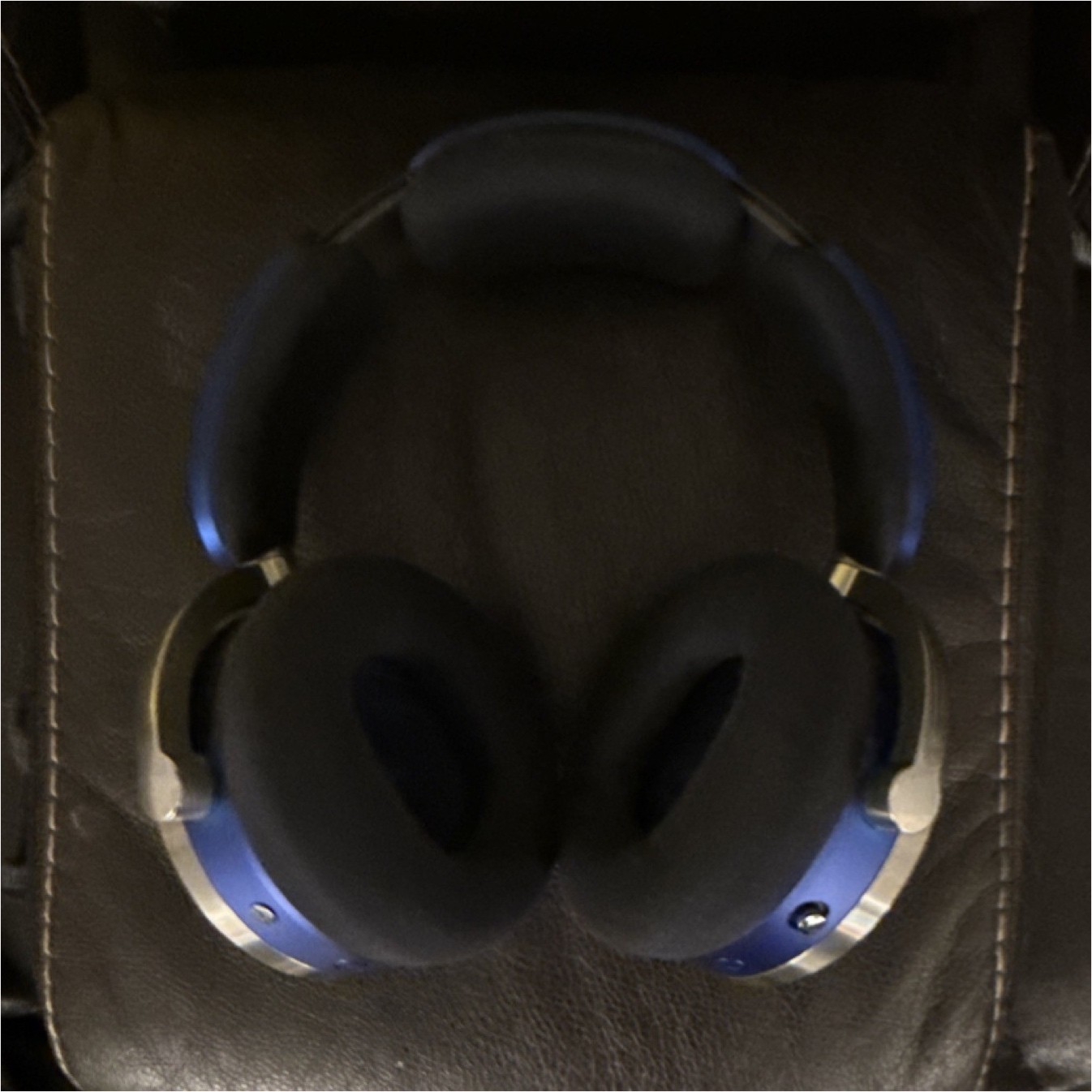 Dyson Blue Silver Black Headband Over-Ear Headphones Double Ear-Cup
