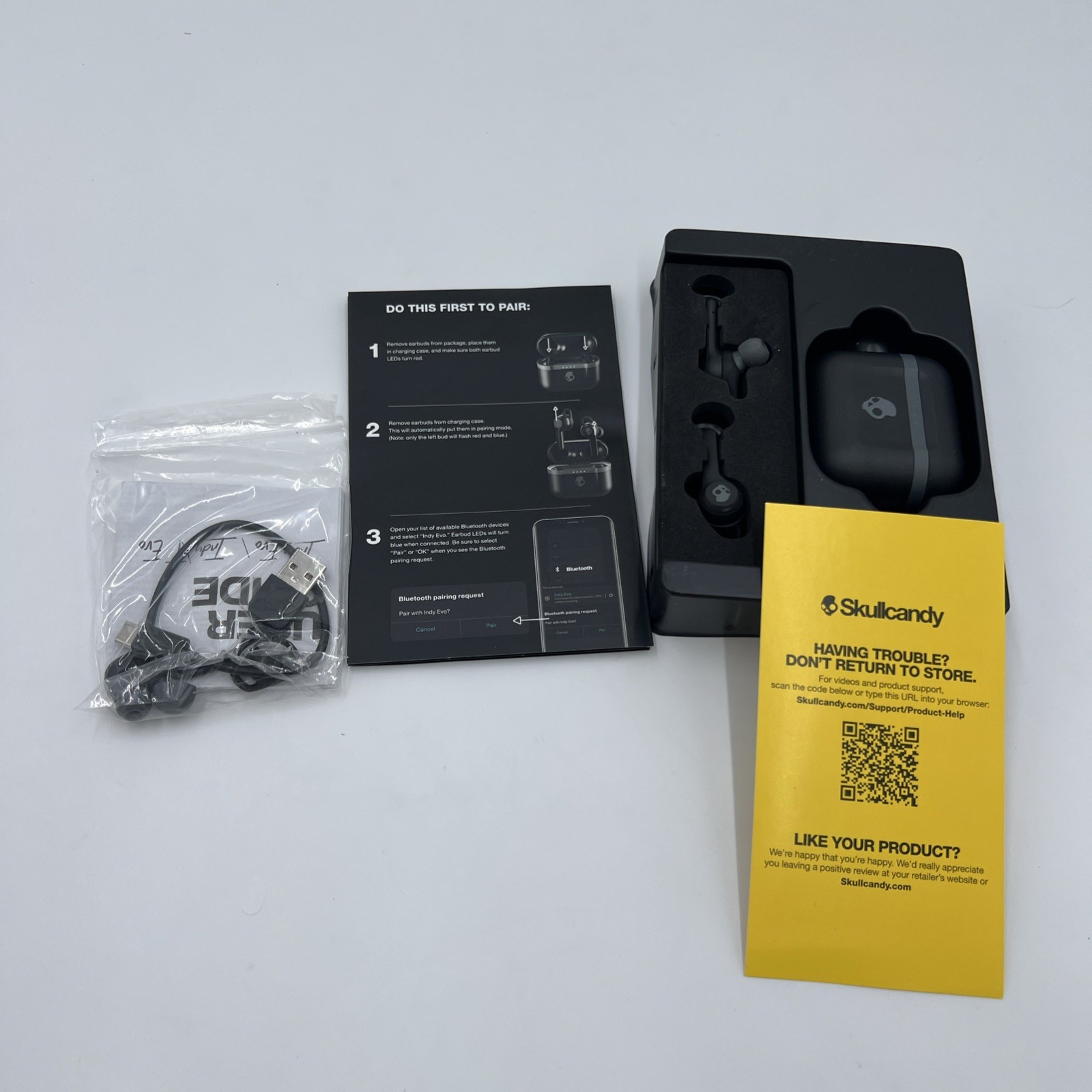 Skullcandy Indy Evo True Wireless In-Ear Bluetooth Earbuds 30 Hour Battery Black