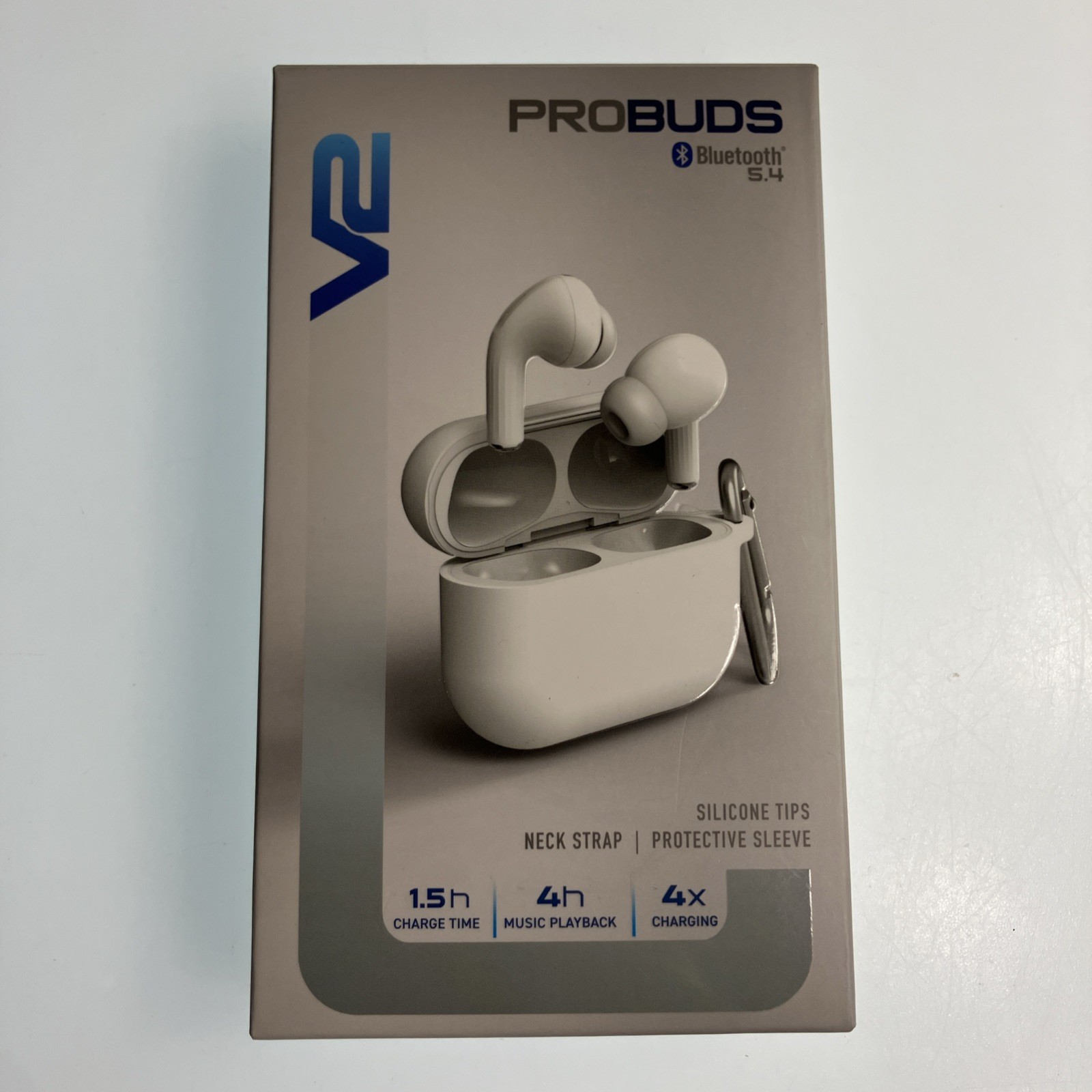 Probuds V2 Bluetooth 5.4 Wireless Stereo Earbuds With Charging Case White