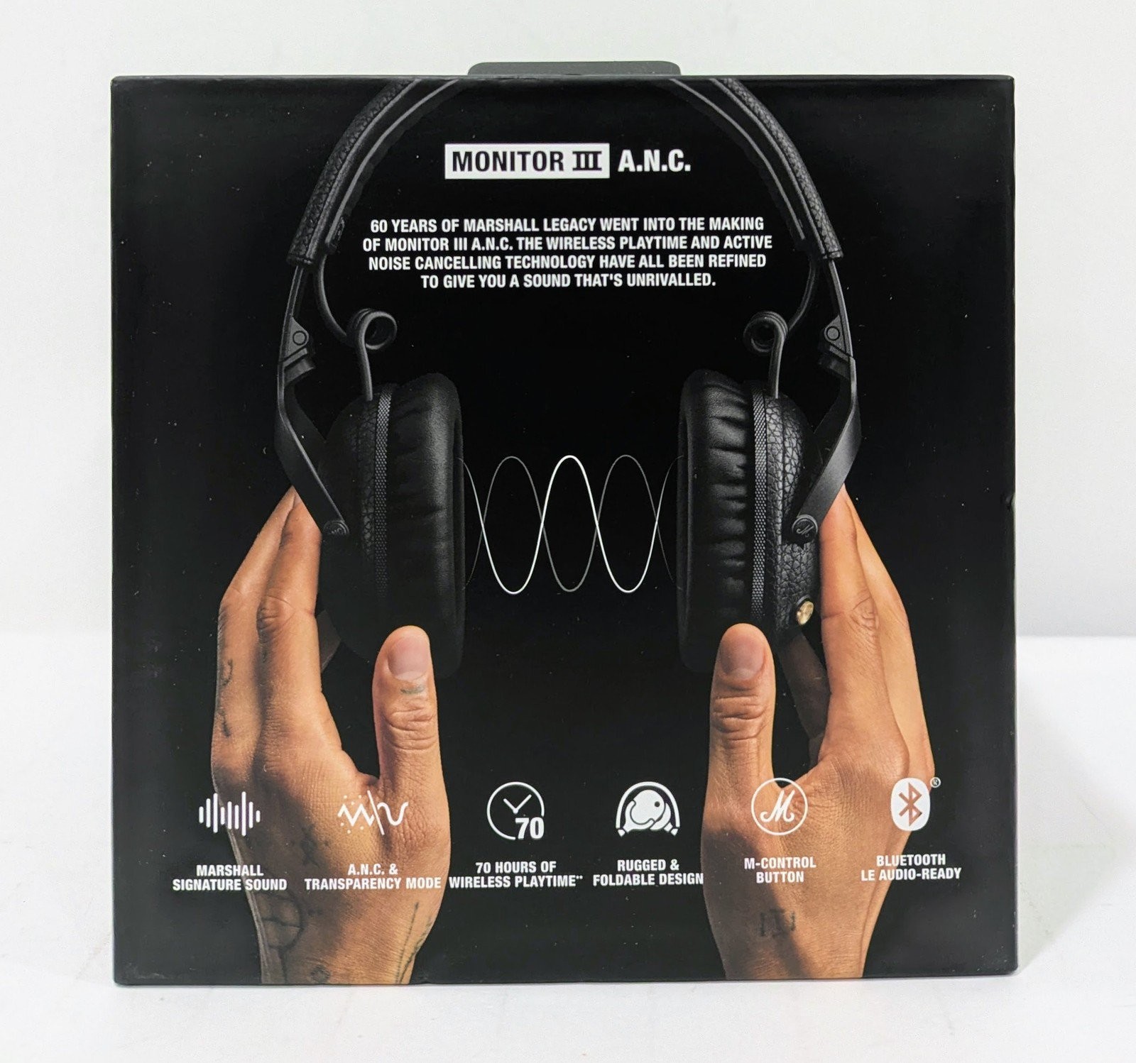 Marshall Monitor III A.N.C. Wireless Noise Cancelling Over Ear Headphones Black
