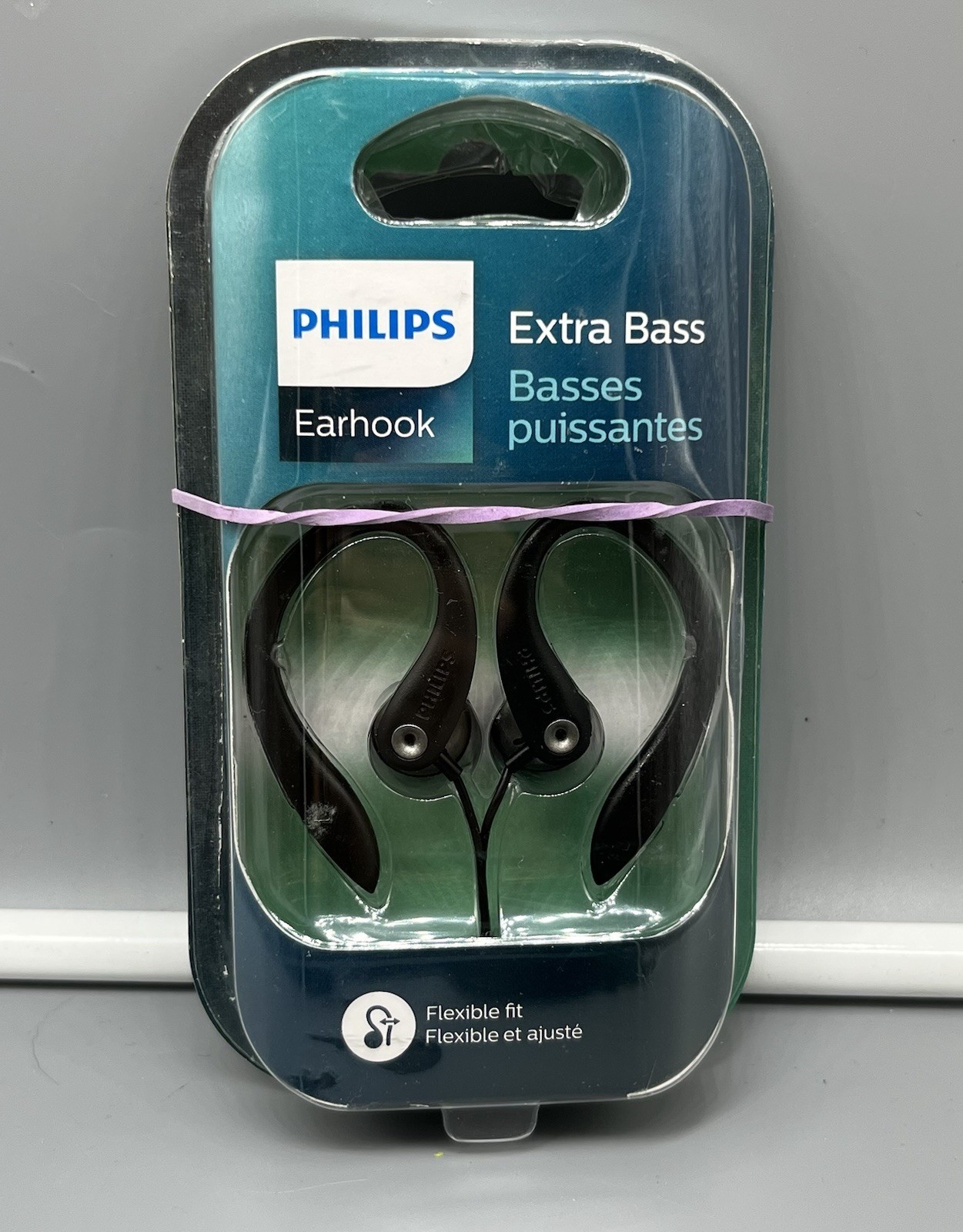 Philips SHS3200BK 37 Flexible Earhook Headphones (Black) Extra Bass NEW Open Box