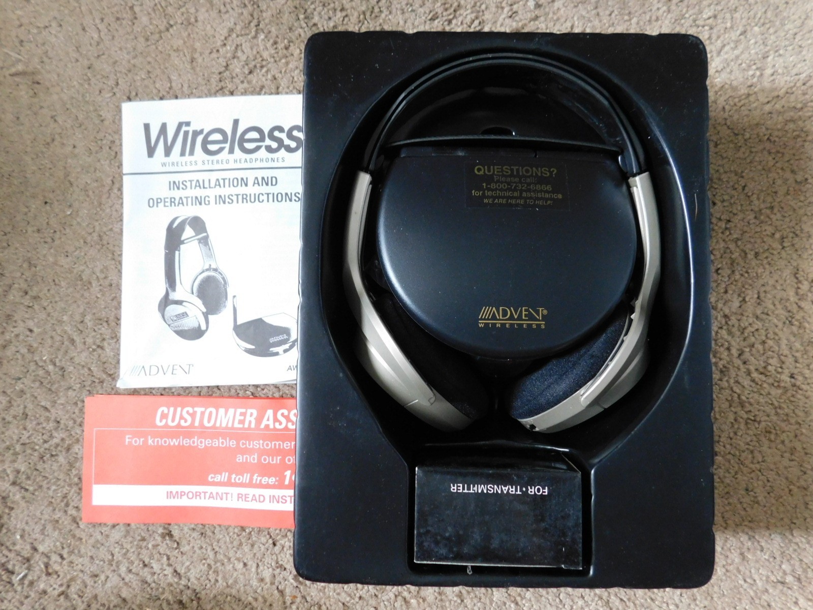 Vintage 1999 Advent AW720 900MHz Wireless Stereo Headphones Opened Box