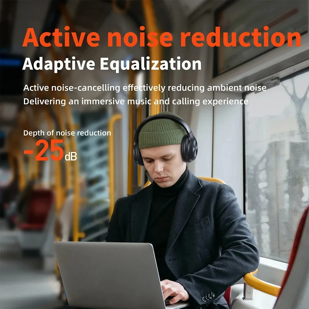 Headphones Wireless Bluetooth Noise Cancellation Phone Music DJ Airplane Travel