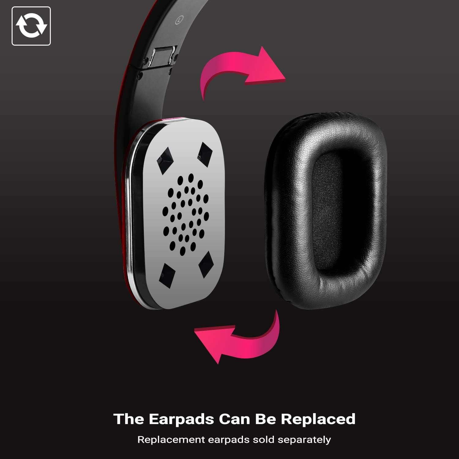 August EP650 Bluetooth Wireless Over-Ear Headphones with aptX Low Red