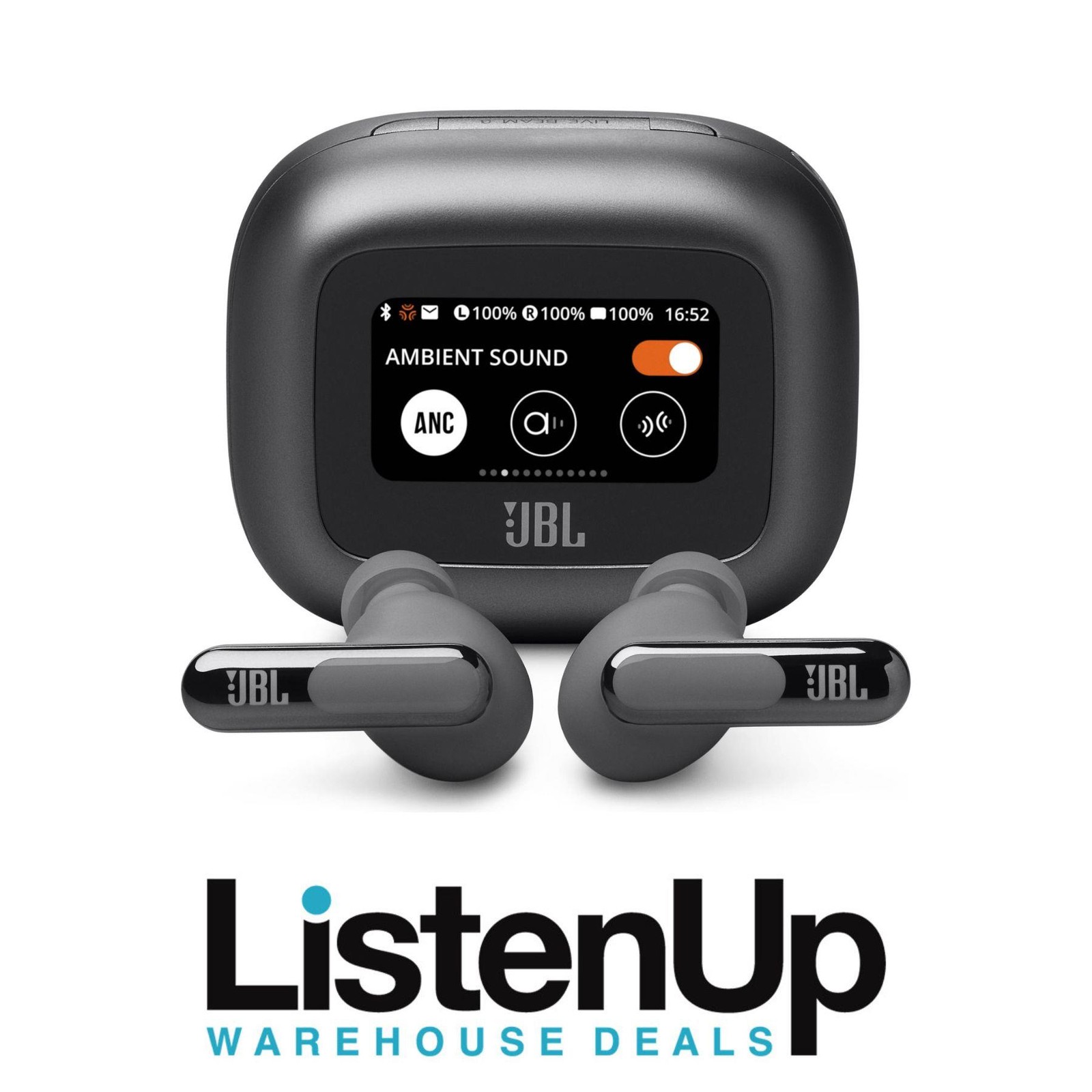 JBL Live Beam 3 True Wireless Noise-Cancelling Closed-Stick Earbuds (Black)