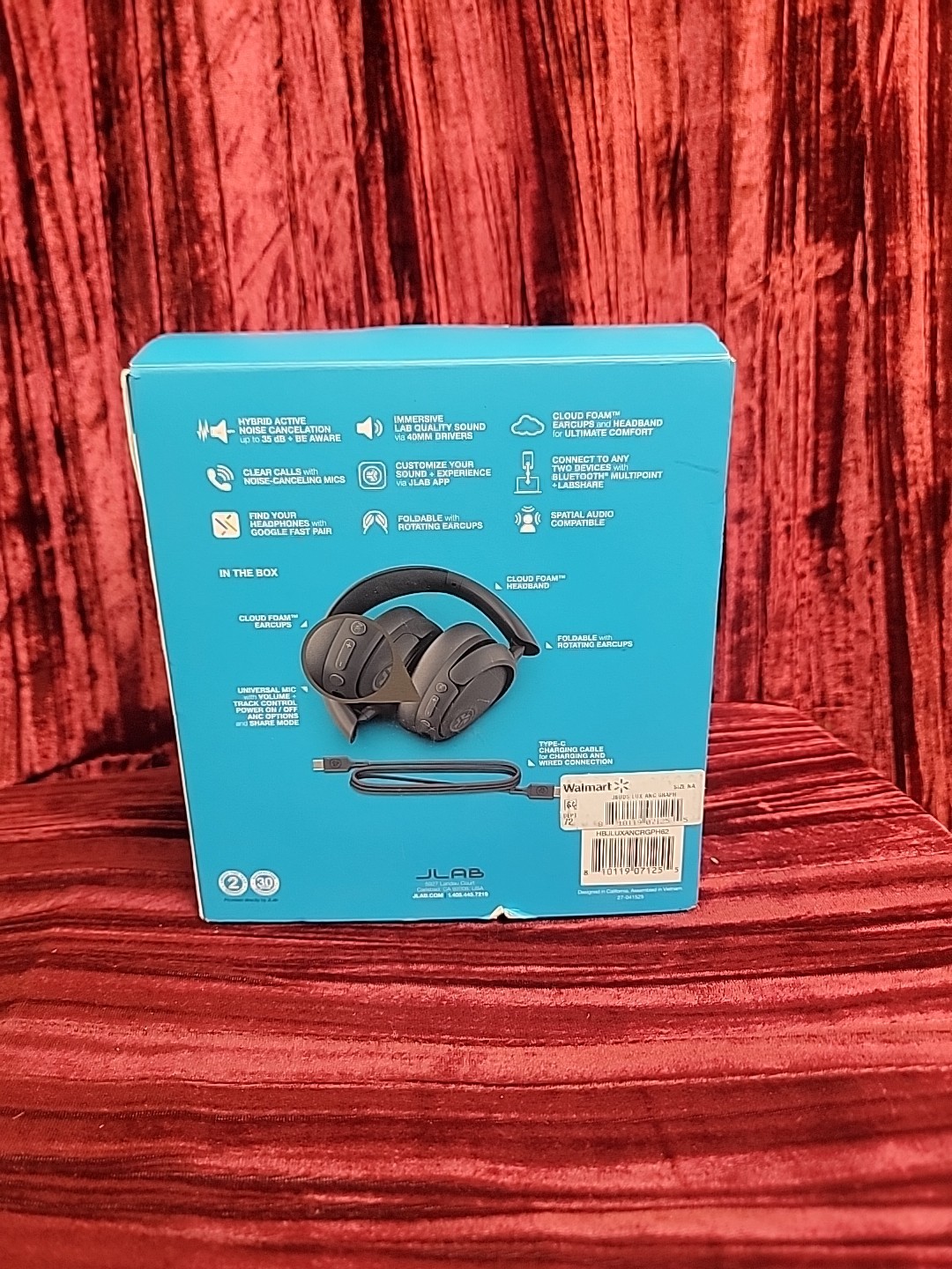 JLab JBuds Lux Active Noise Cancellation Bluetooth over-ear Headphones Graphite