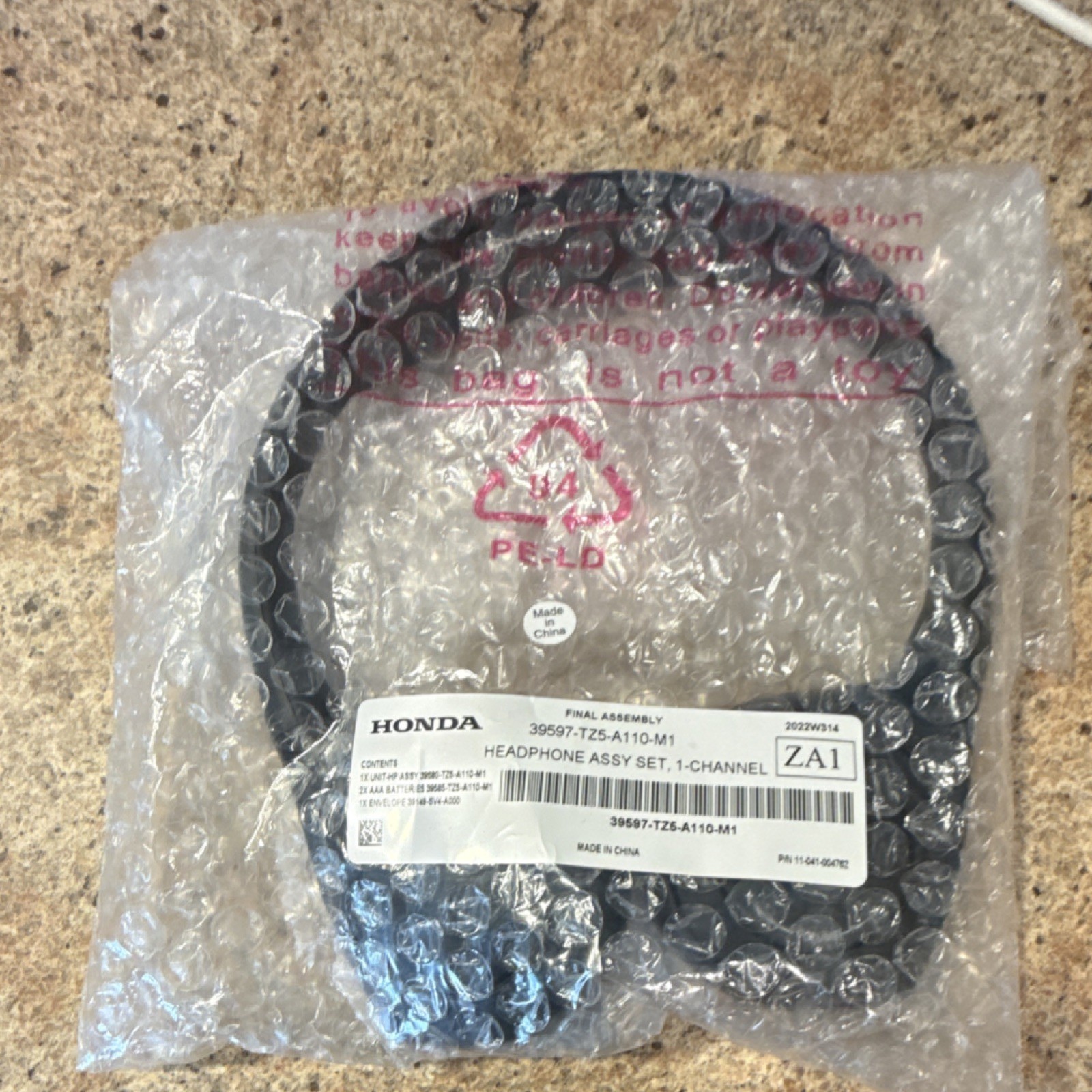 Honda Black Headband Headphone Volume Control Double Ear-Pad 39597-TZS-A110-M1