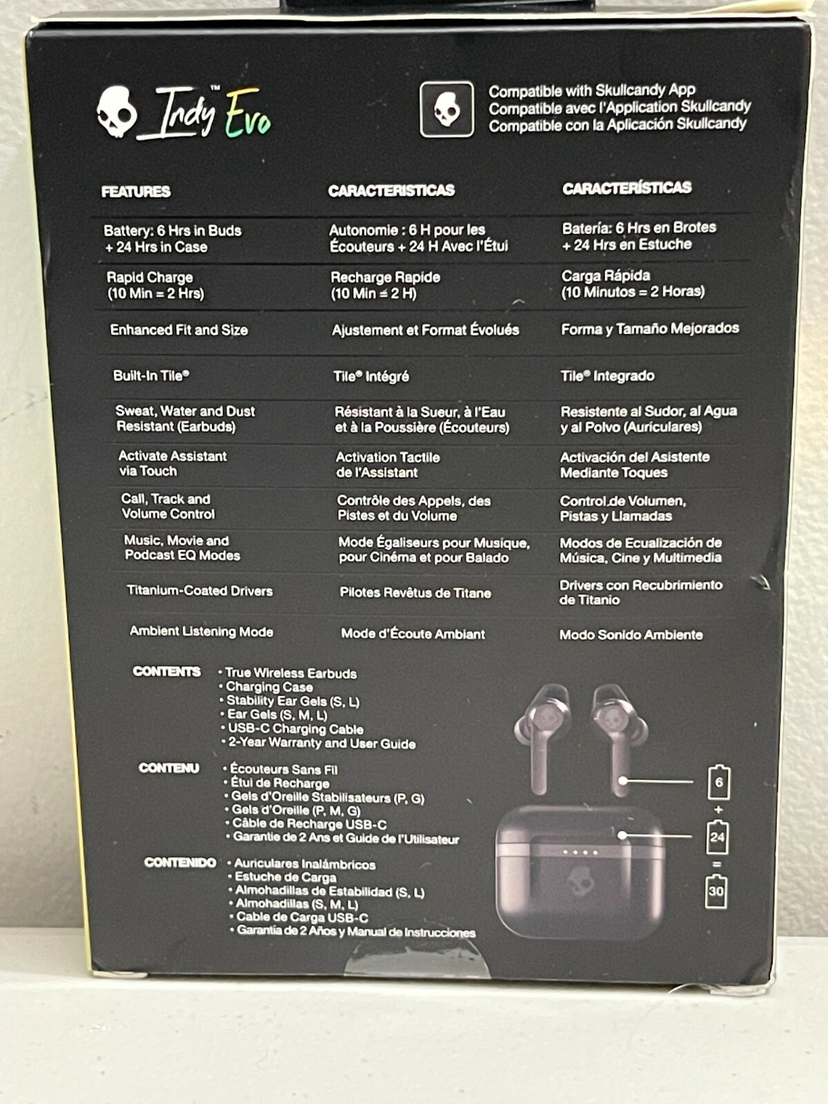 Skullcandy INDY EVO True Wireless Bluetooth In-Ear Headphones Earphones Earbuds.