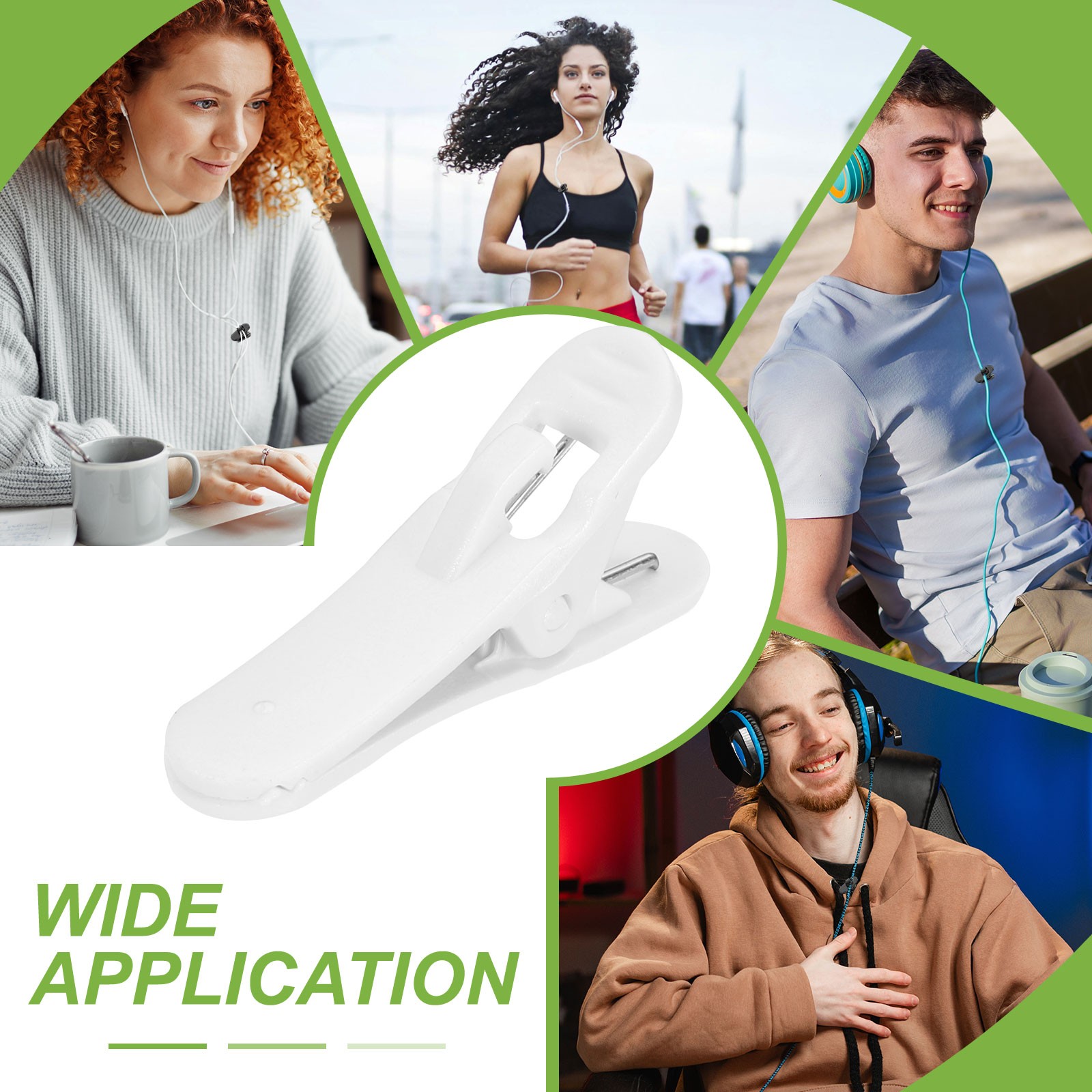 10 Pcs Headphone Wire Clip 1.3″x0.31″x0.55″ White