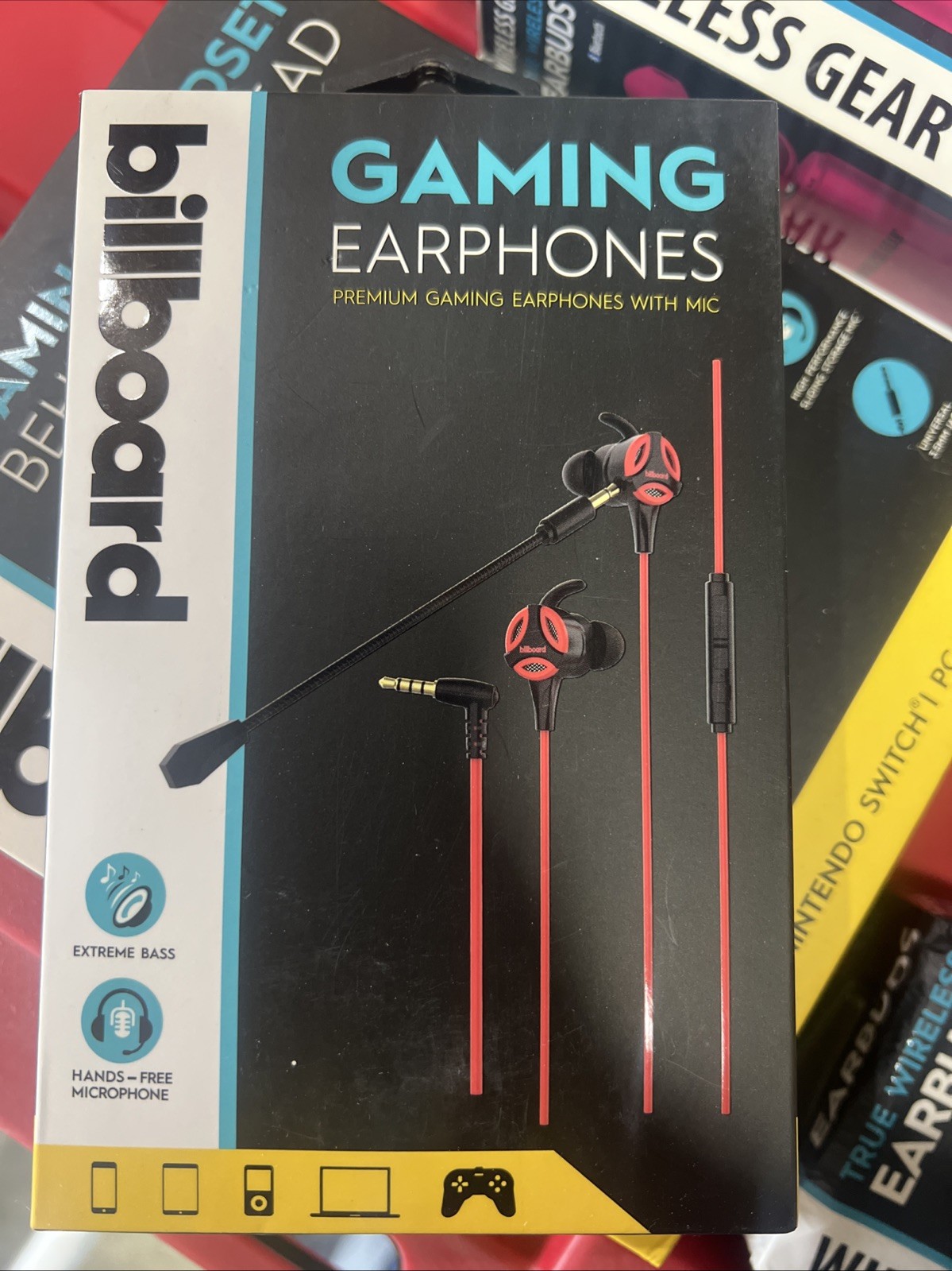 Billboard Premium Gaming Earphones with Mic Red BB2848 Wired Headset