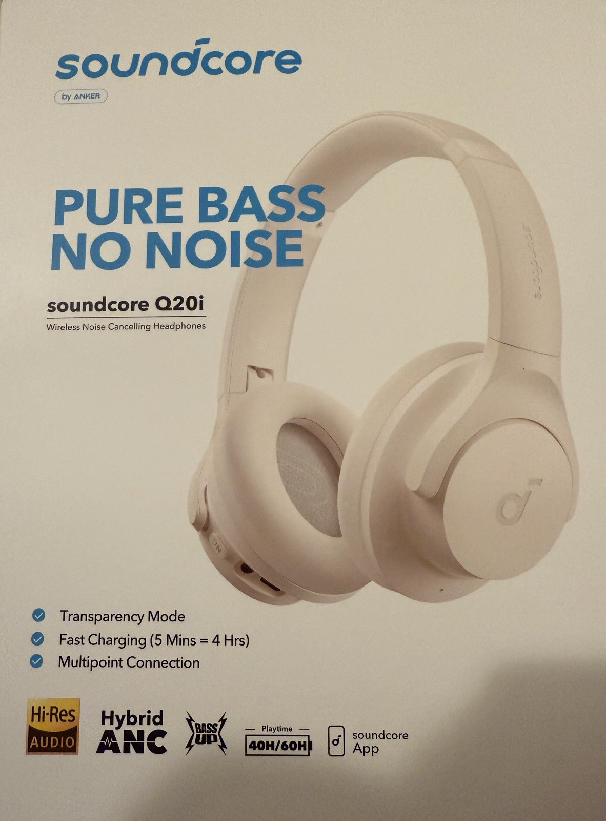 NEW ANKER Soundcore Q20i Wireless Over Ear Headphones Hybrid Active Noise Cancel