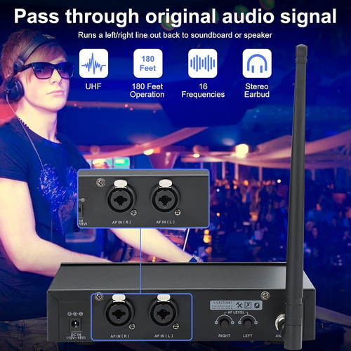 UHF Wireless in-Ear Monitor System with Earphone,180Ft, 1 Bodypack, Black