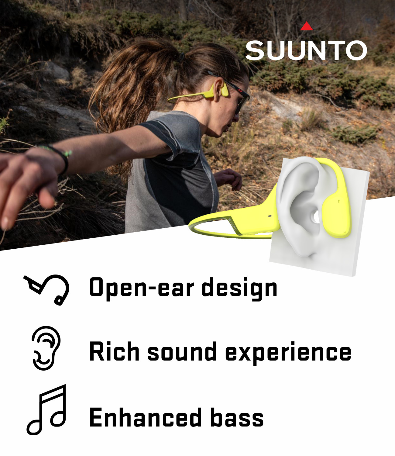 SUUNTO Sonic Open-Ear Bone Conduction Sports Headphone Lime