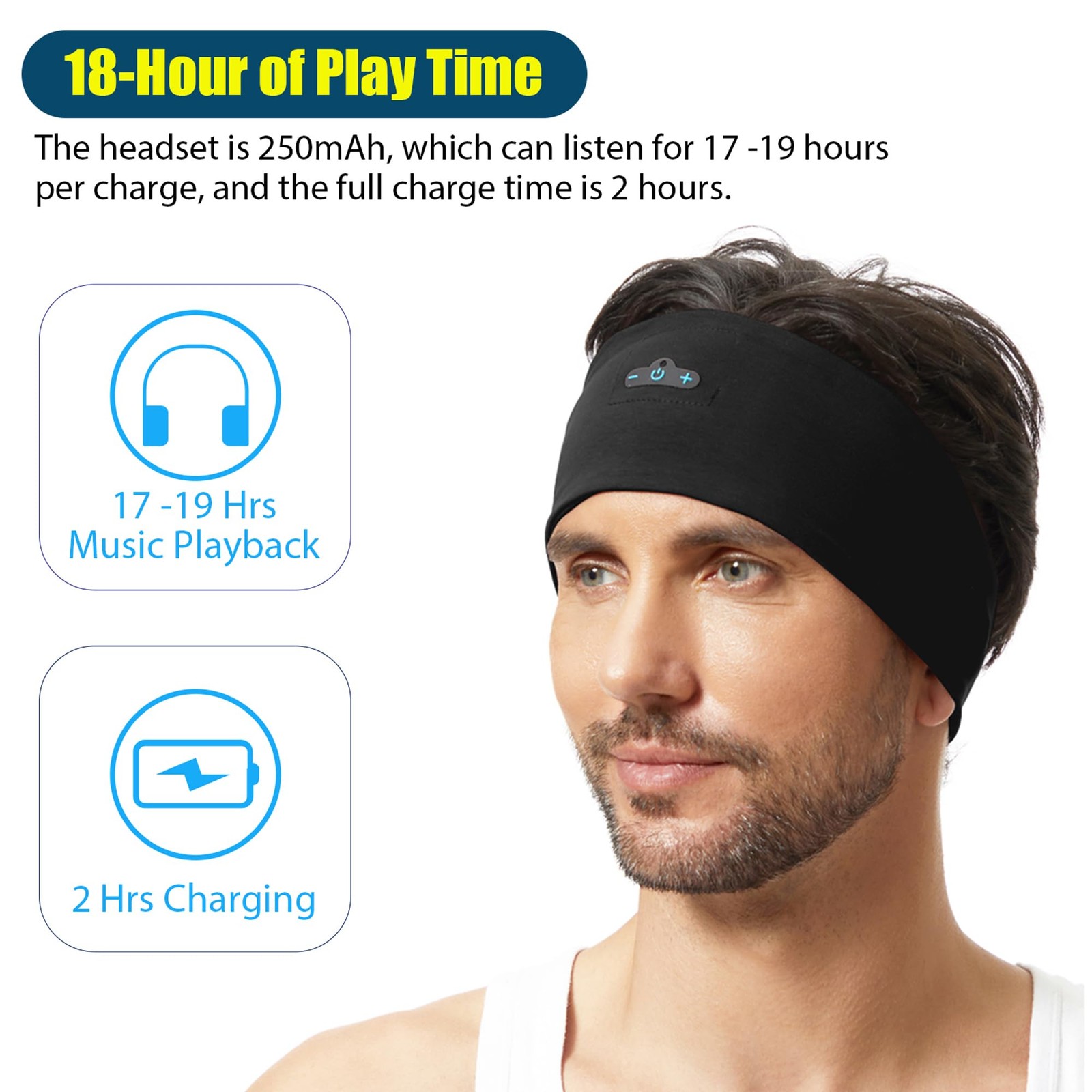 2-Pack Bluetooth Headband, Bluetooth 5.4 Sleeping Headphones,18 Hours Play Ti…