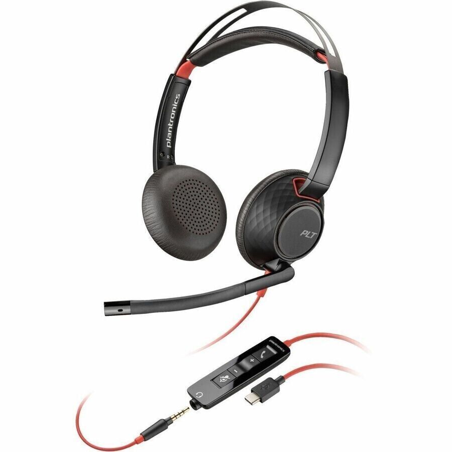 Poly Blackwire 5220 Stereo USB-C Headset+ 3.5mm Plug /USB C/A Adapter HP 8X231A6