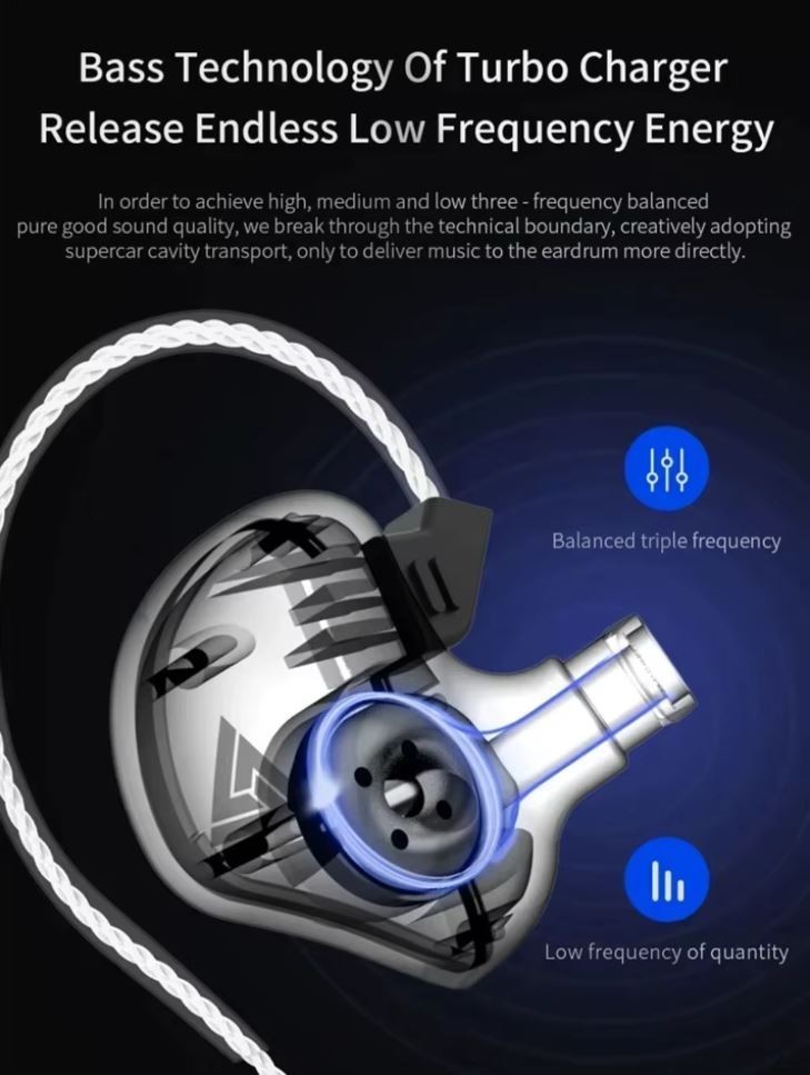 Gaming IEM Earbuds In Ear QKZ CK5 10mm 1DD 3.5mm HIFI with Carbon Fiber Case