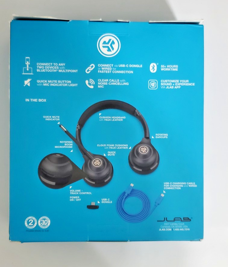 JLab GO Work Wireless On-Ear Headset 2nd Gen, Bluetooth, USB-C, Mic, Black – NEW