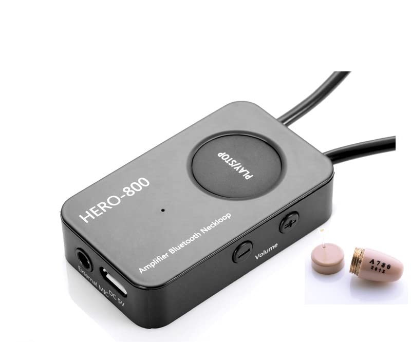 Wireless Neckloop Amplifier with CIC Earpiece 45-100dB T-Coil Hearing Support