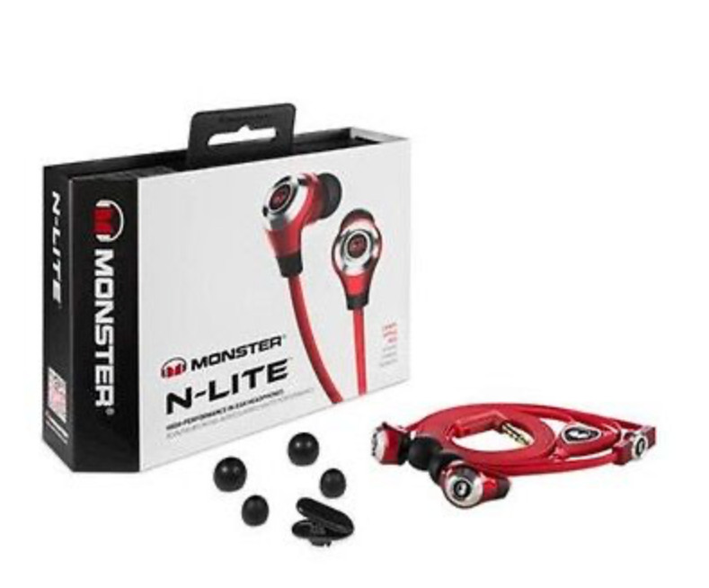 Monster N-LITE High-Performance In-Ear Headphones Wired with Mic Candy Apple Red