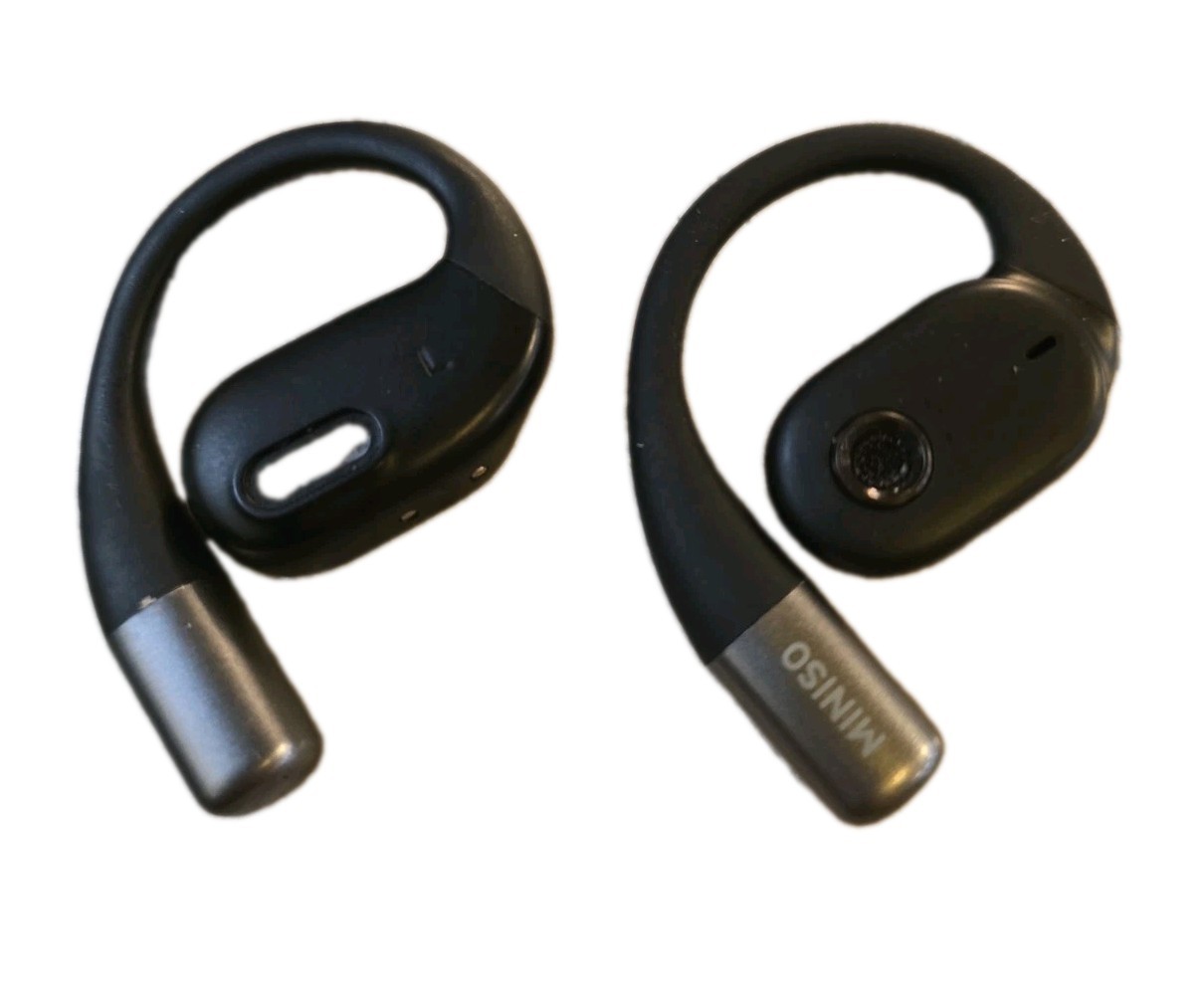 MINISO Open Ear Wireless Bluetooth Earbuds Ear Hook Black w/ Charging Case