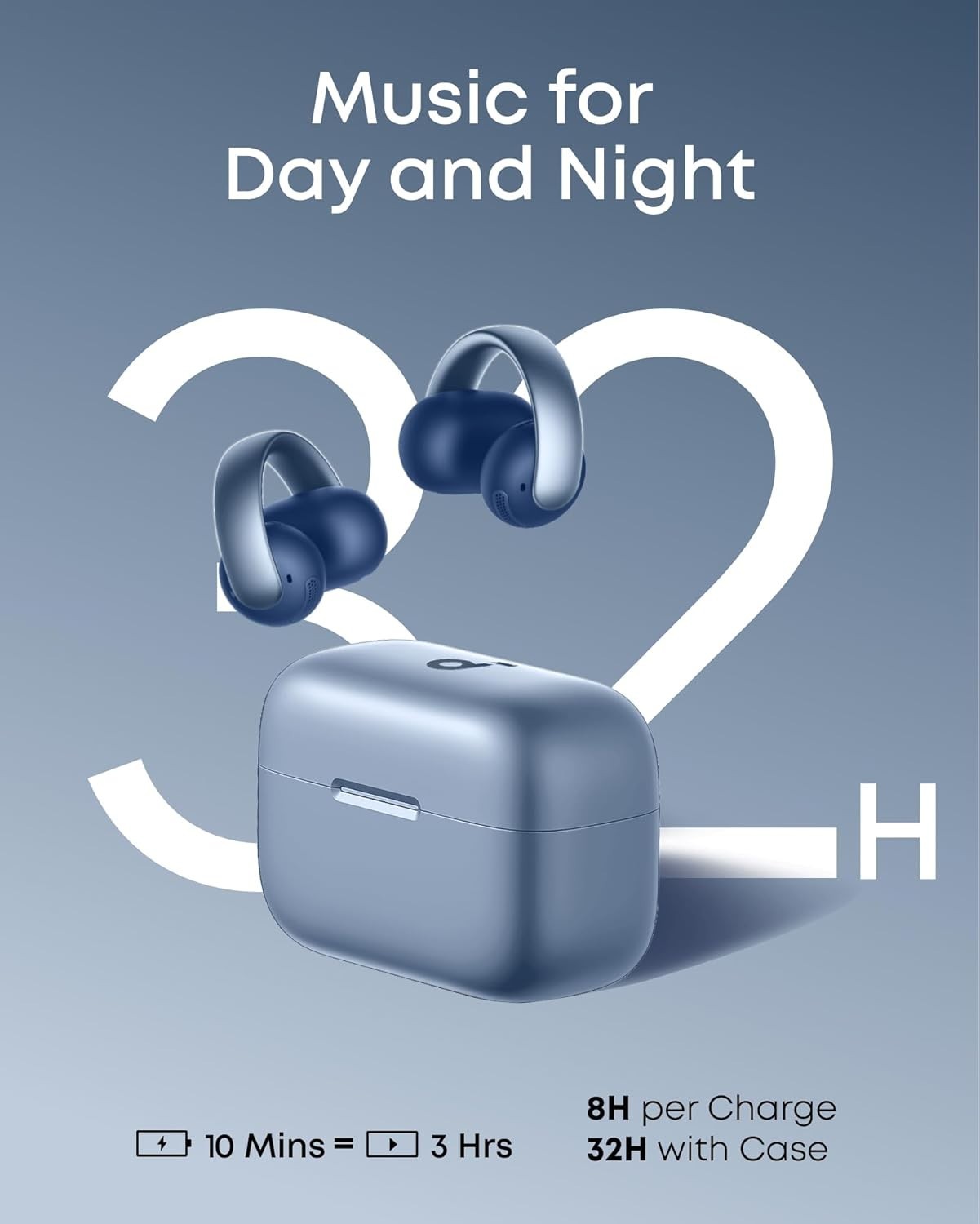Soundcore AeroClip by Anker, Open-Ear Earbuds, Clip-On Headphones, Stable Fit