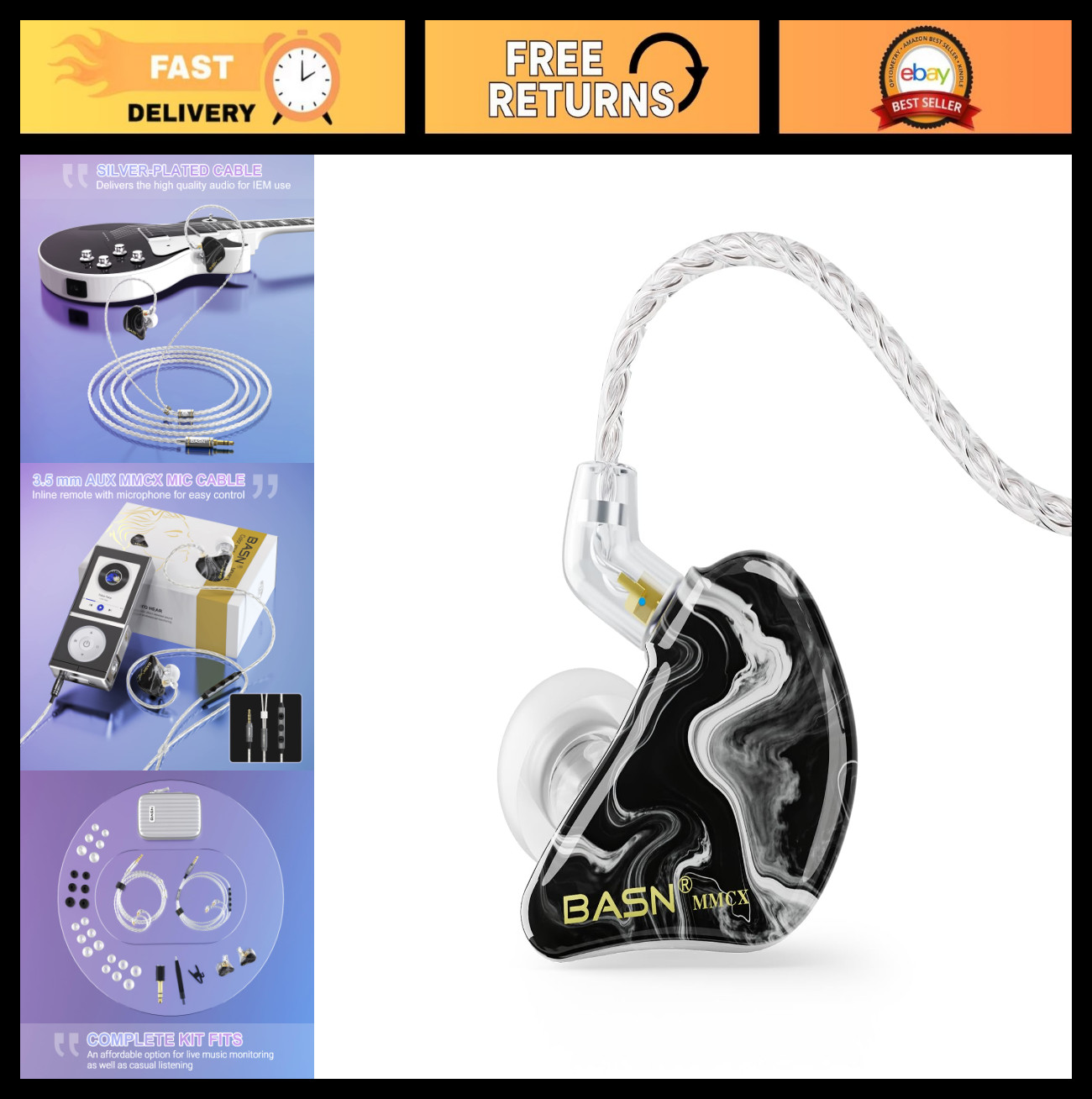 Triple Driver In-Ear Monitor Headphones for Musicians – High Fidelity Sound, Cos