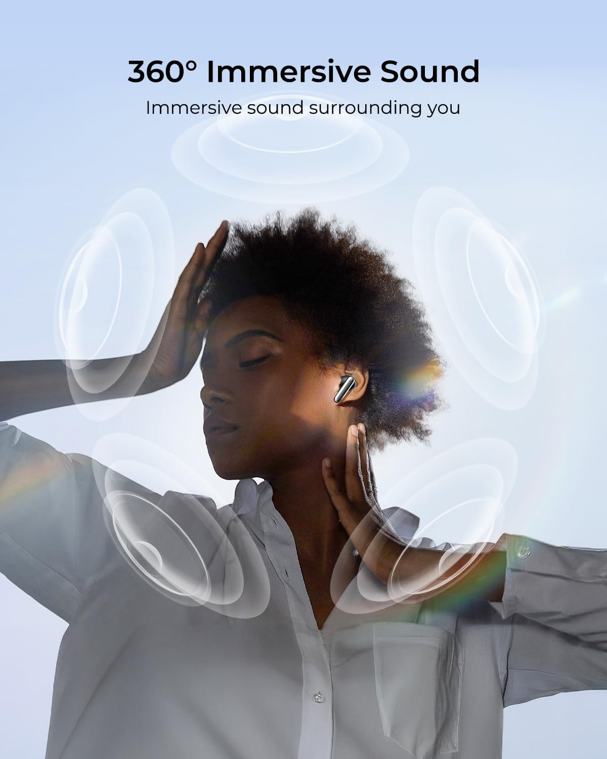 Hybrid Active Noise Cancelling Wireless Earbuds, 6 Mics AI Clear Calls, 12Mm Dri