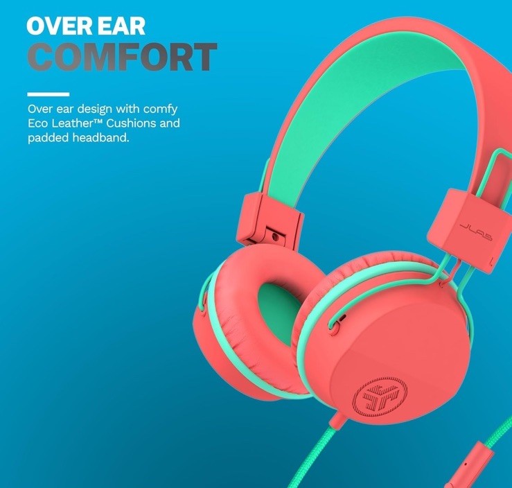 JLab JBuddies Studio Wired Headphones – Orange/ Green