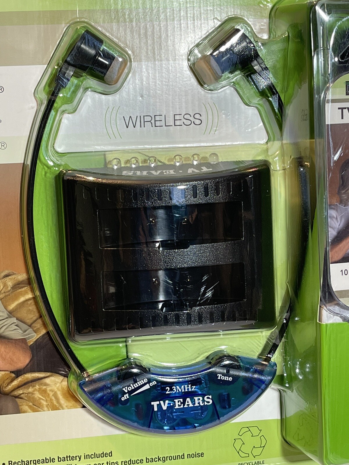 TV Ears Noise Reduction TV Headset Wireless Rechargeable Battery New Old Stock