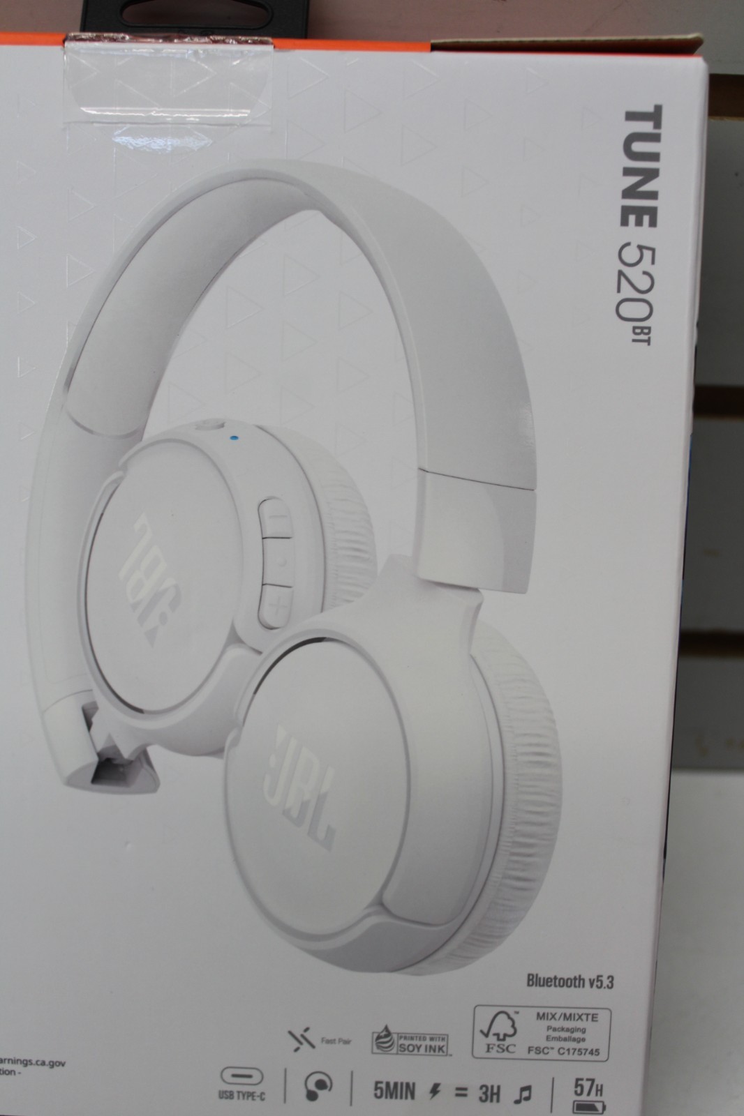 JBL Tune 520BT Wireless Headphones – White – Bluetooth v5.3 – NEW FREE SHIPPING