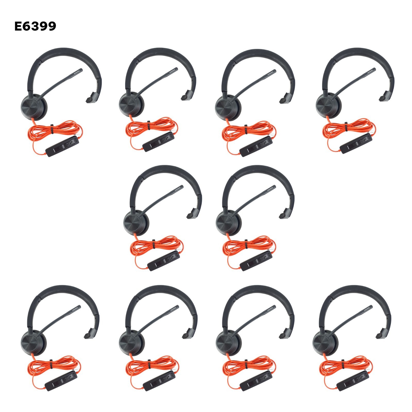 Plantronics Blackwire BW3310 USB-A Black-Orange Mono Headset Lot of 10 Working