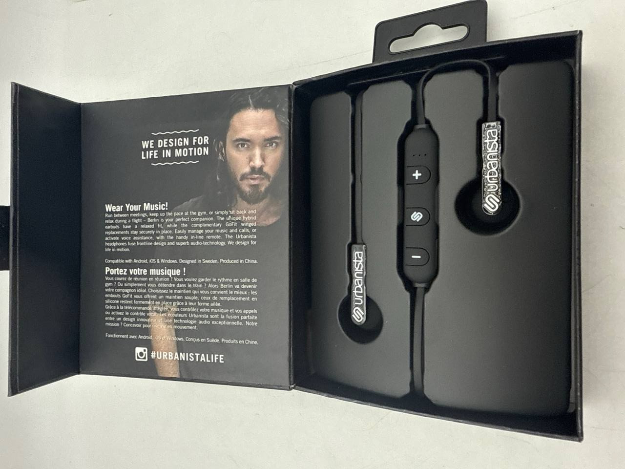 Urbanista Berlin Bluetooth Earphones 4.5 Hours Playtime Earbuds Black Neckband