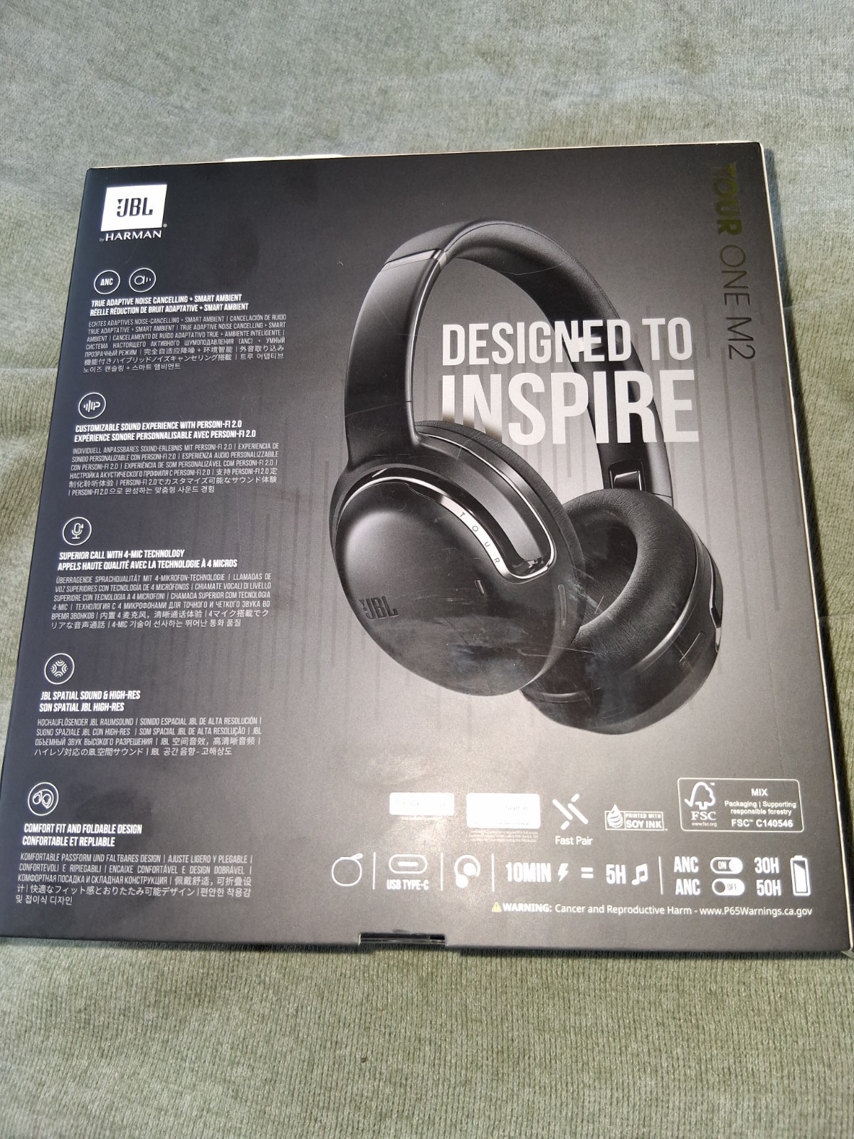 JBL Tour One M2 Wireless Over-Ear Headphones Black Adaptive Noise Cancelling