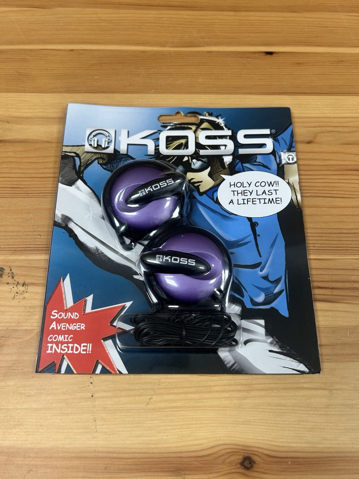 Koss SA1 SportClip Clip-On Ear Headphones Silver/Purple/Blue Vintage