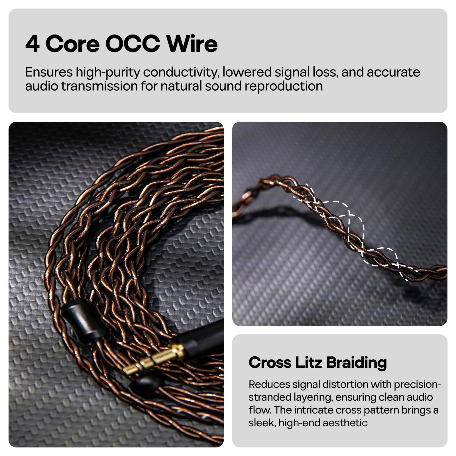 Kiwi Ears Terras IEM Cable,4N Single Crystal Copper 32AWG 4-Core in Ear Monit…