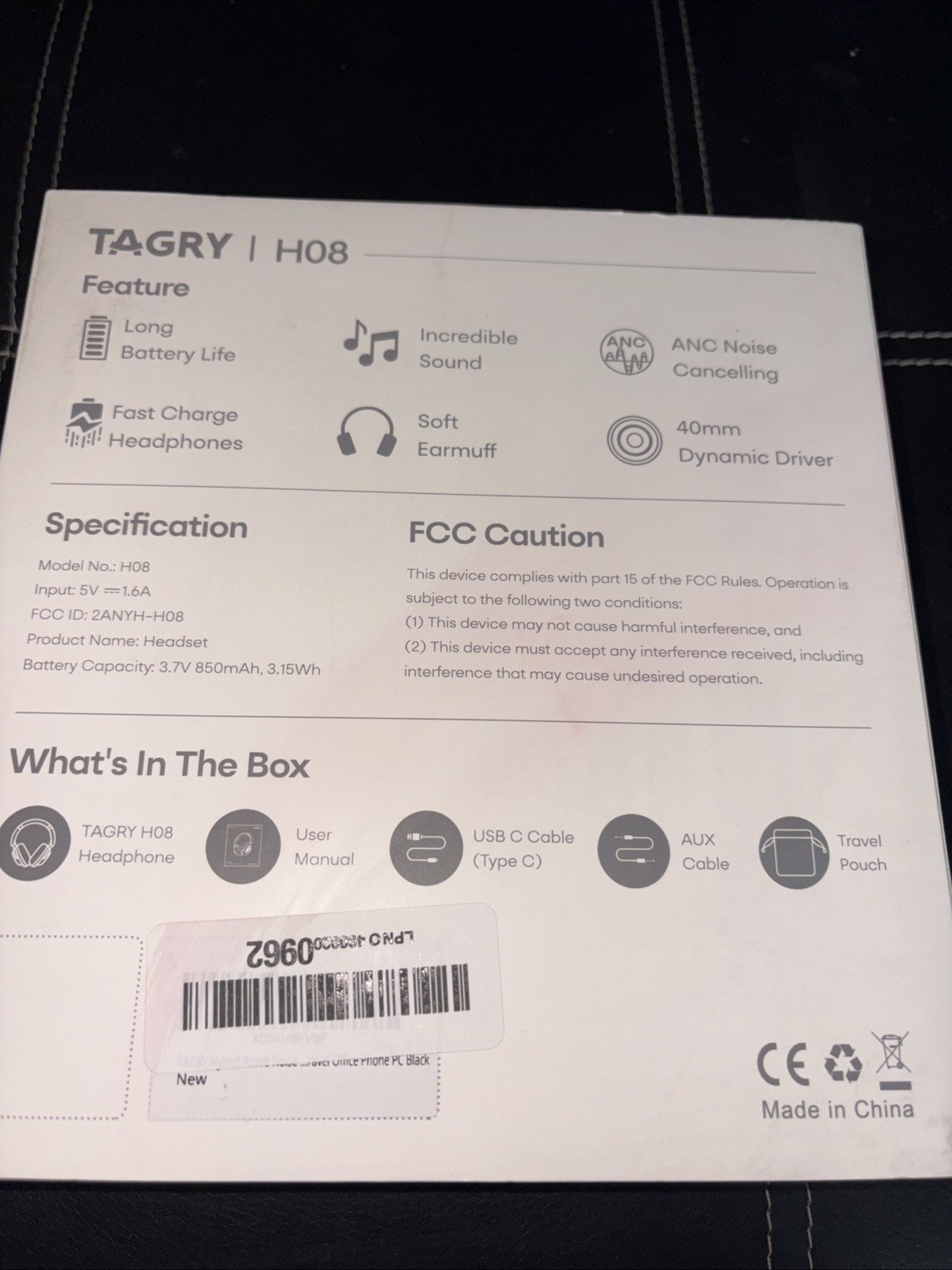 TAGRY Hybrid Active Noise Cancelling Headphones H08 Playtime Wireless Over Ear