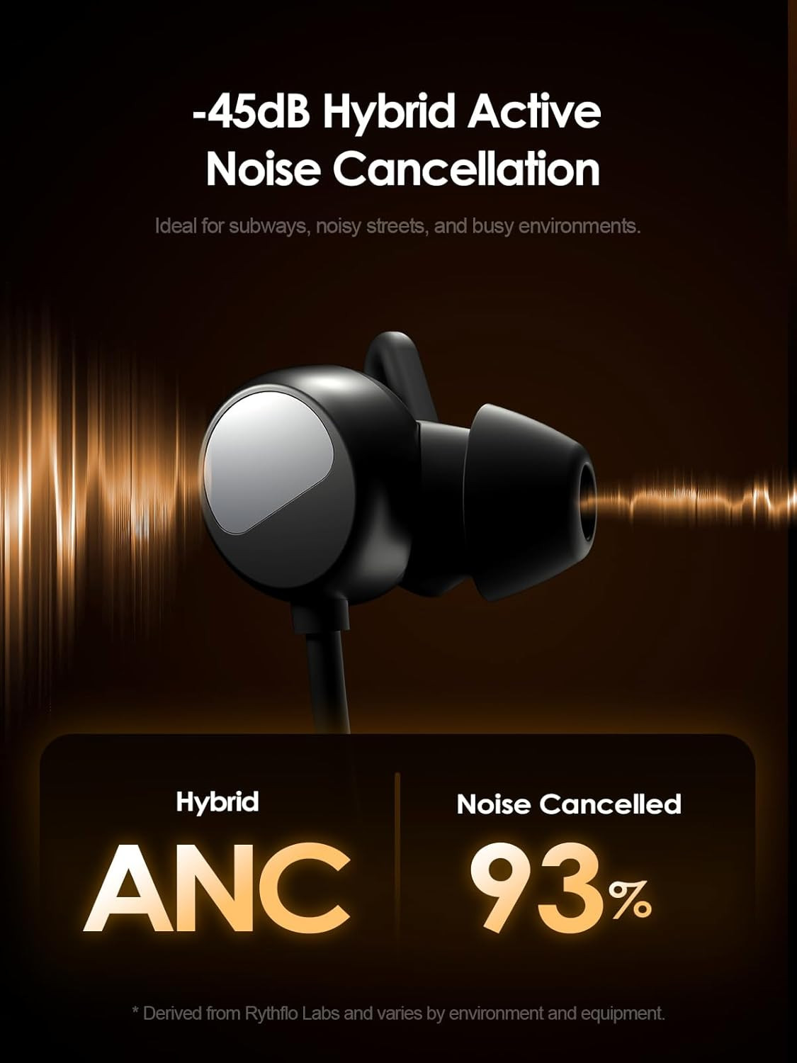 Hybrid Active Noise Cancelling Bluetooth 6.0 Headphones, 5 ENC AI Clear Call Mic