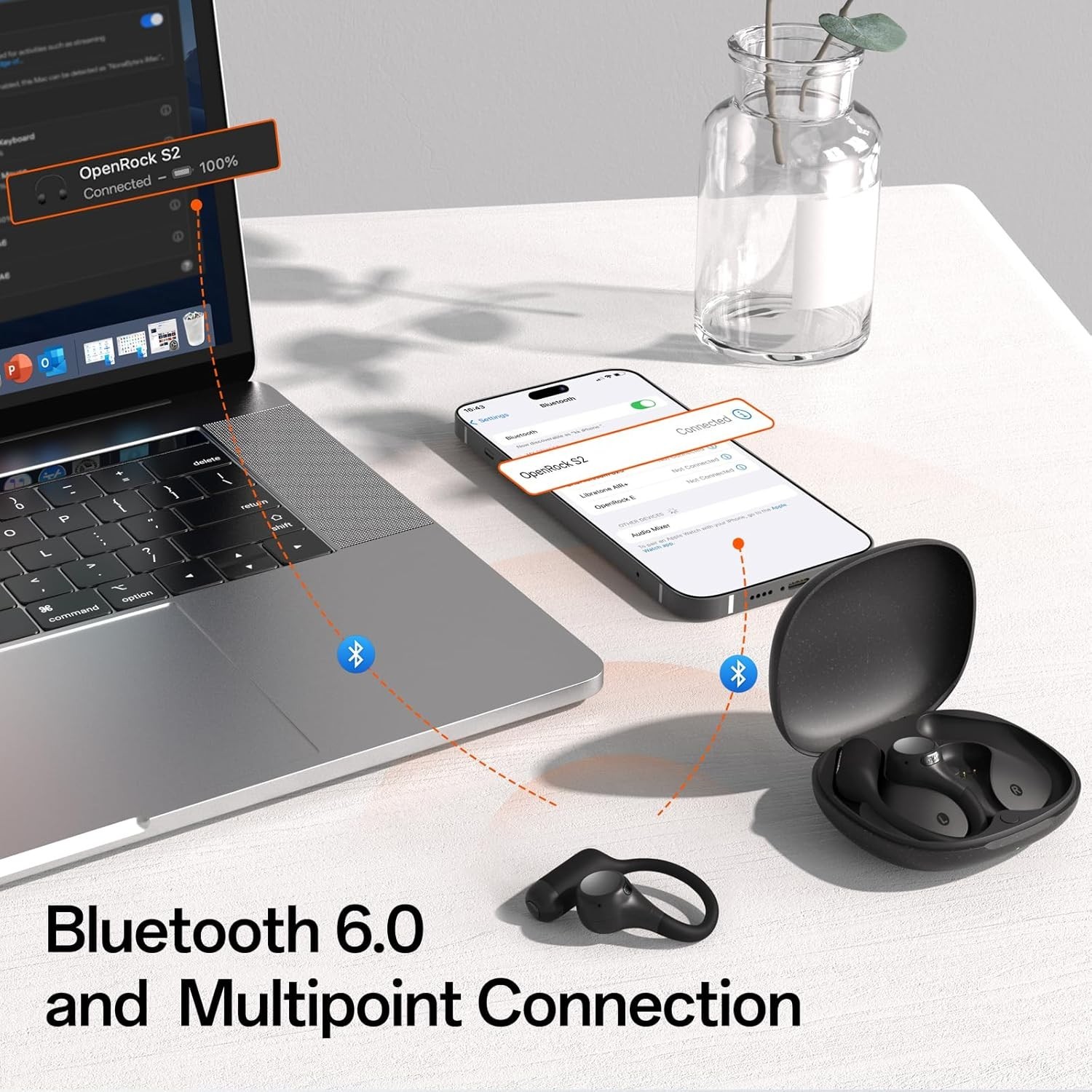 OpenRock S2 Open Ear Headphones 7G Ultra-Light Bluetooth 6.0 Hi-Res LDAC Audio