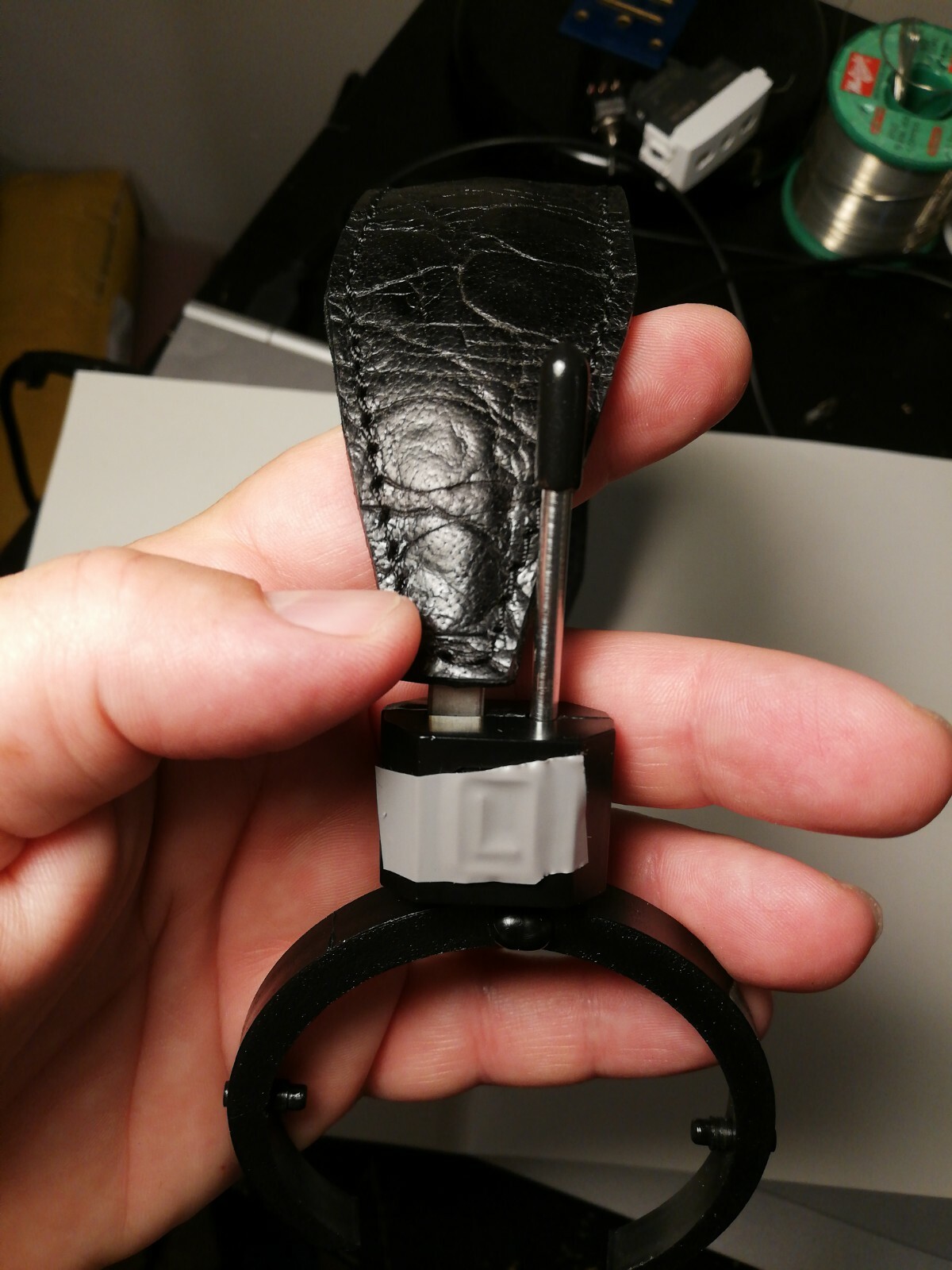 Handmade Black Croco Embossed Leather Headband Compatible GRADE Headphone
