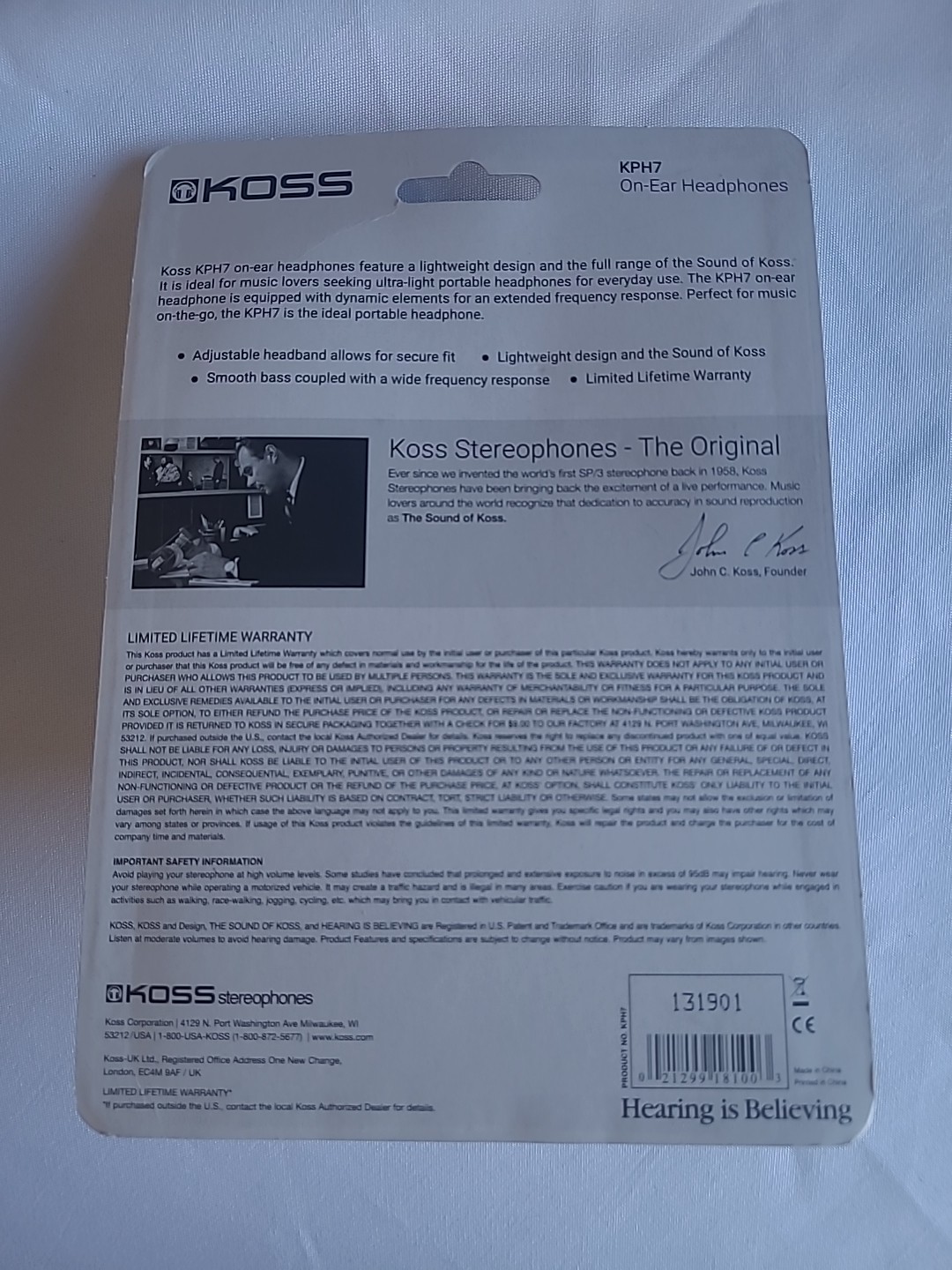 Koss KPH7 Lightweight On Ear Portable Headphones with Adjustable Headband SEALED