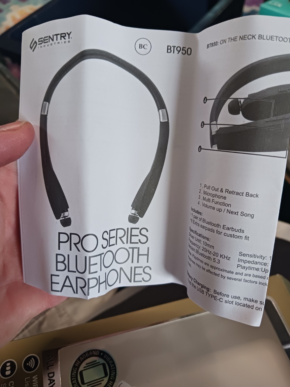Sentry Pro Series Premium On The Neck Headphones Wireless, Rechargeable, New