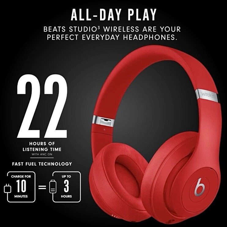 Beats Studio3 Wireless Bluetooth Headphones Beats by Dr. Dre – Red – New Sealed