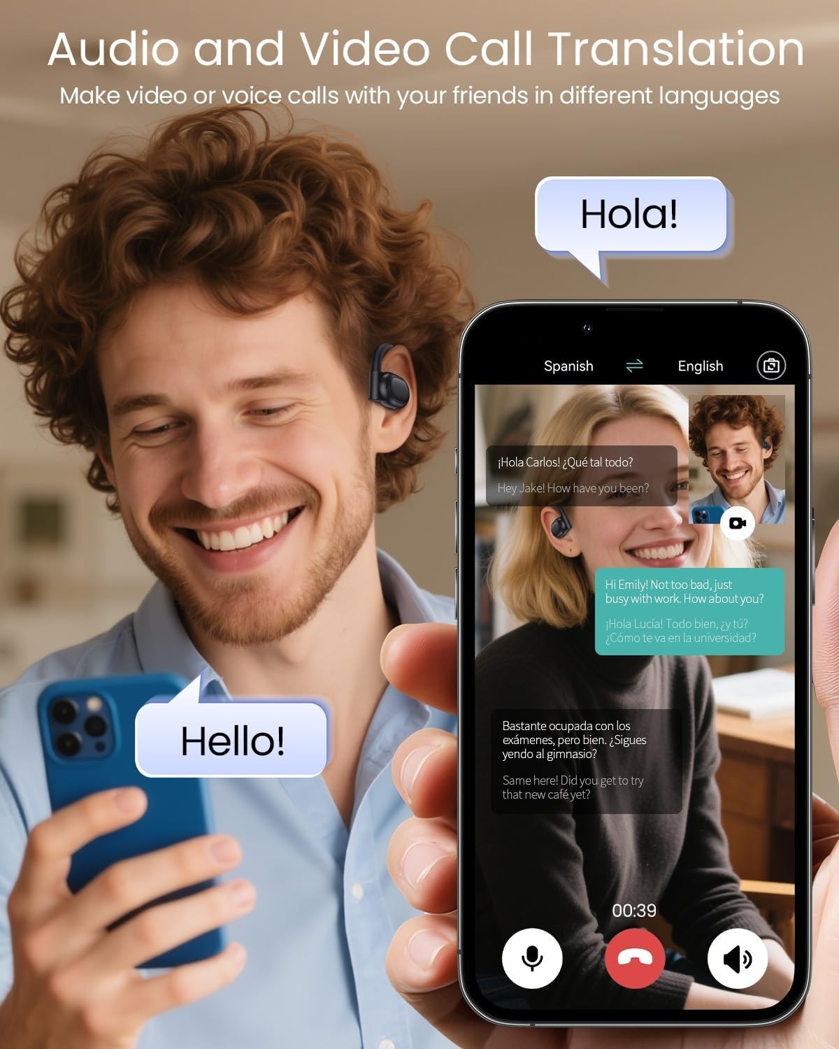AI Translation Earbuds Real-Time 164 Languages 80H Playtime Wireless Bluetooth