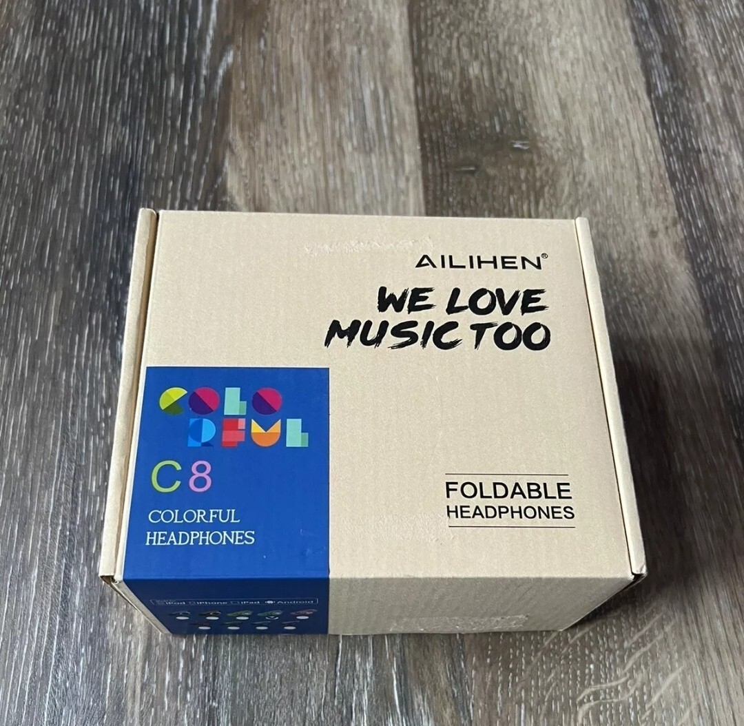 AILIHEN C8 Colorful Blue Mint Wired Headphones W/ Mic In Box