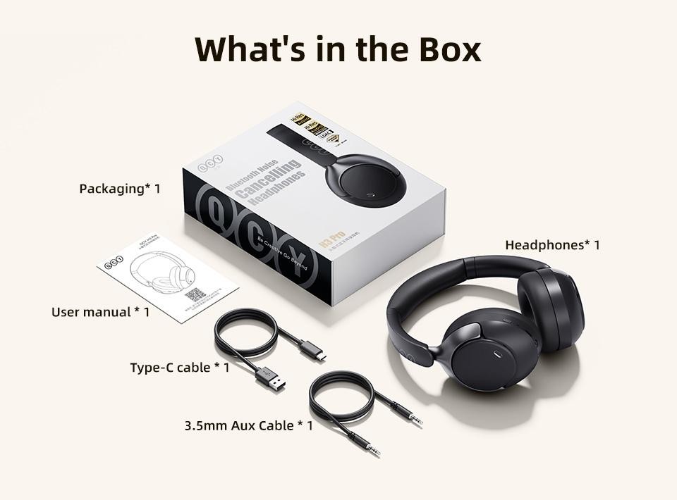 Qcy H3 Pro Anc Wireless Headphone 50db Noise Canceling Hi-res Spatial Audio Earp