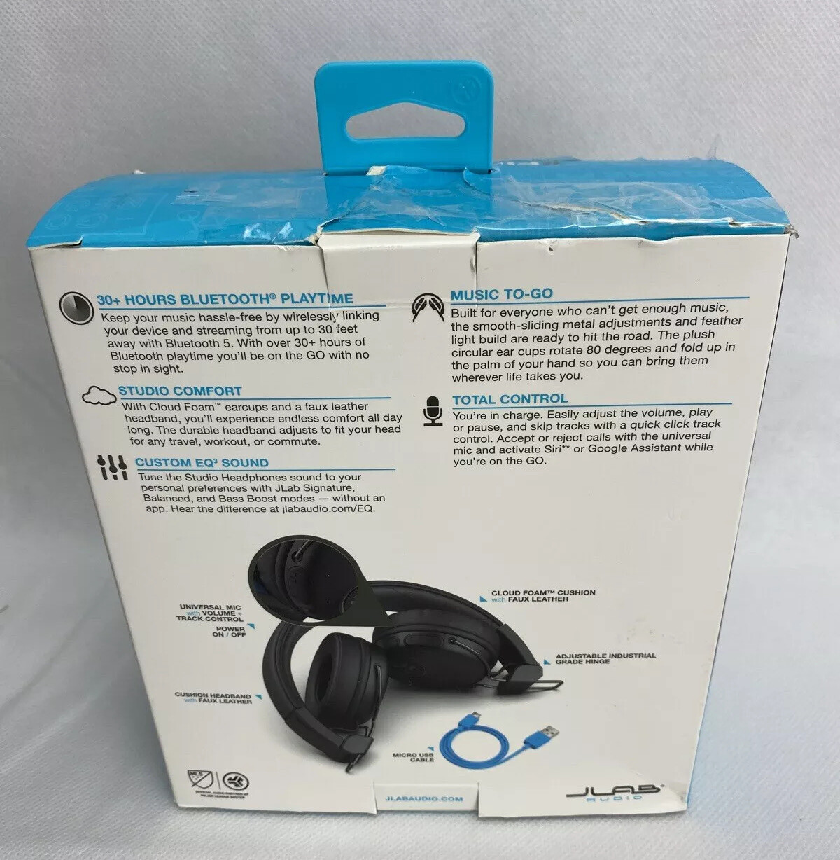 JLab Studio Wireless On-Ear Headphones Black 30+ Hours Battery New Open Box