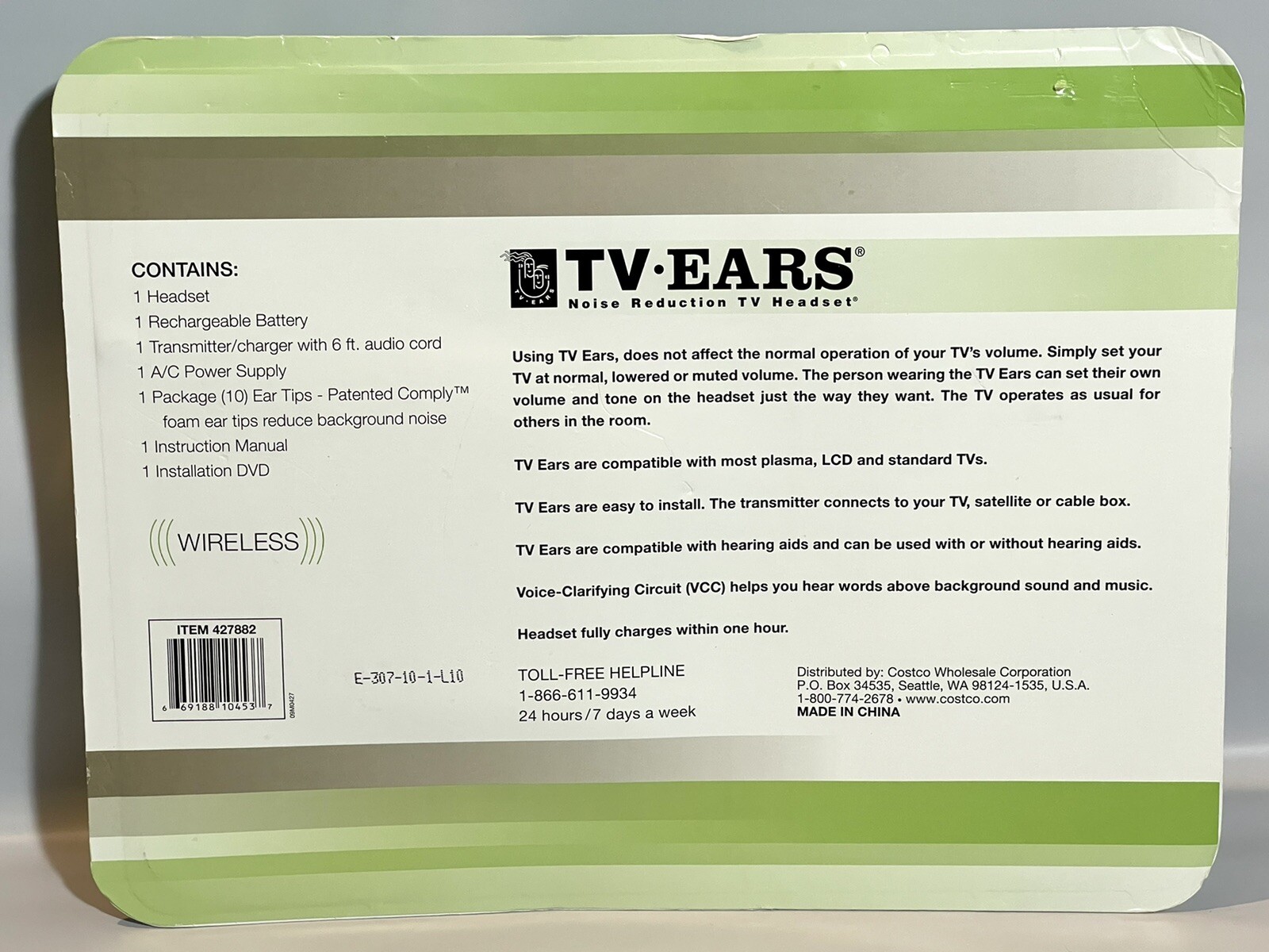 TV Ears Noise Reduction TV Headset Wireless Rechargeable Battery New Old Stock