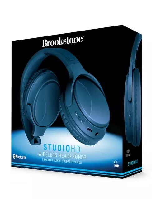 Brookstone STUDIOHD Wireless Bluetooth Headphones Enhanced Audio Foldable (6-4)