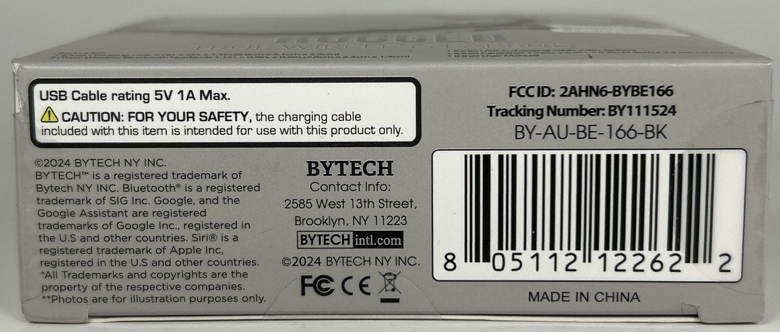 BYTECH RUGGED TRUEWIRELESS EARBUDS IPX4-Black-Works With Siri&Google Assistant
