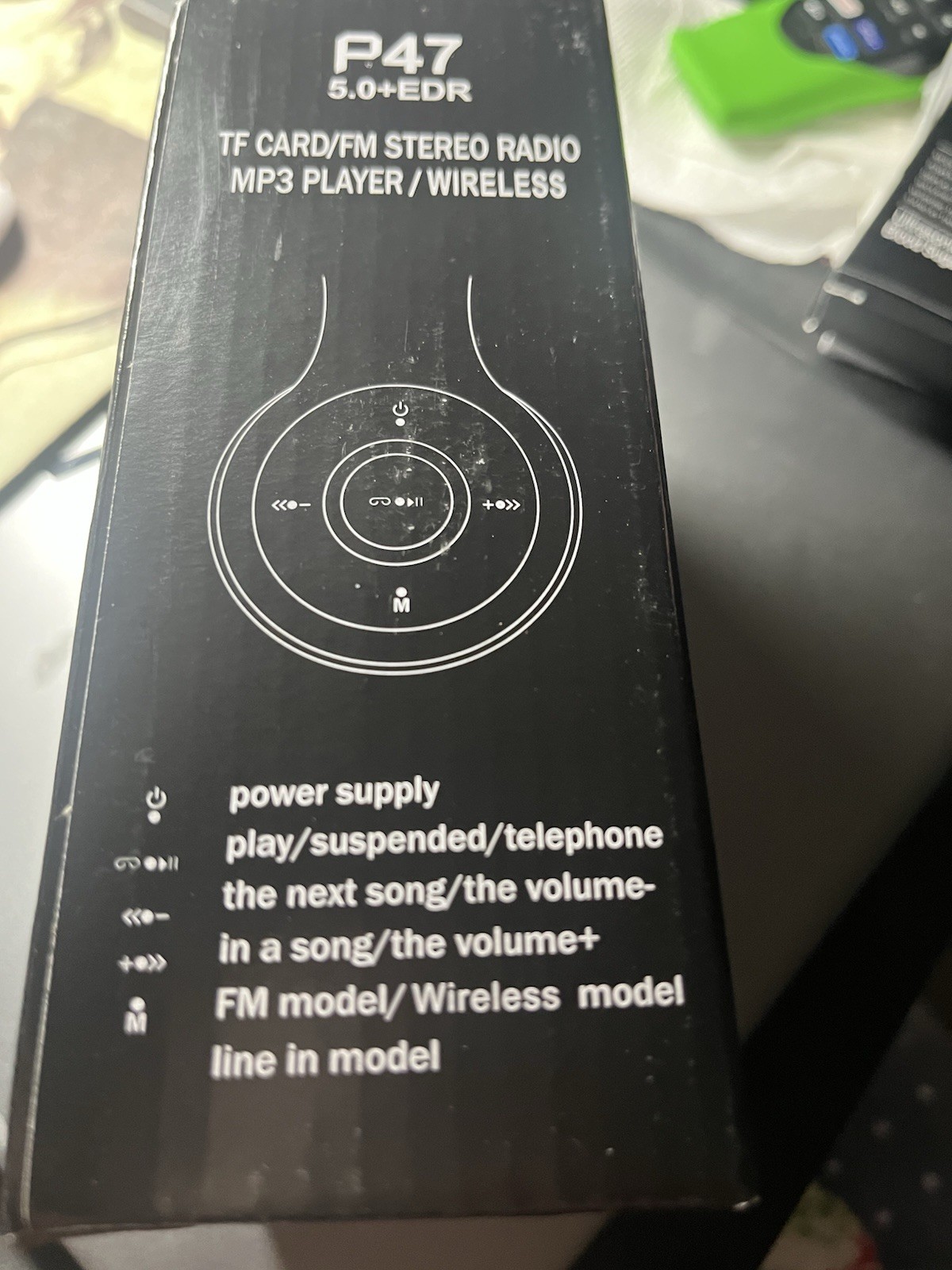 P47 5.0+EDR Bluetooth Wireless On-Ear Headphones Blue 40mm FM MP3
